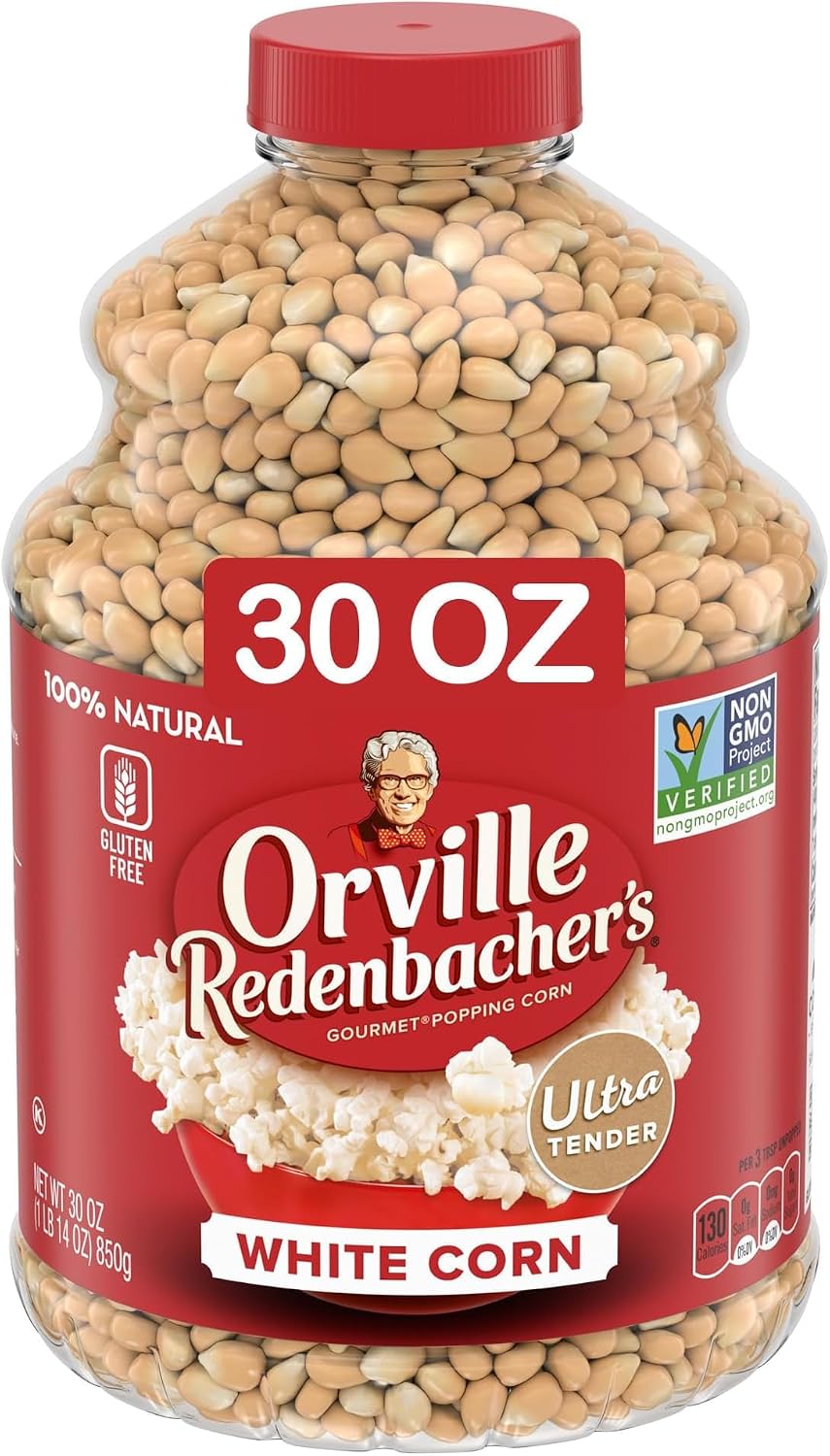 Orville Redenbacher's Popcorn Kernels, White Corn, 4g Fiber Per Serving, 30 oz, (Pack of 6)