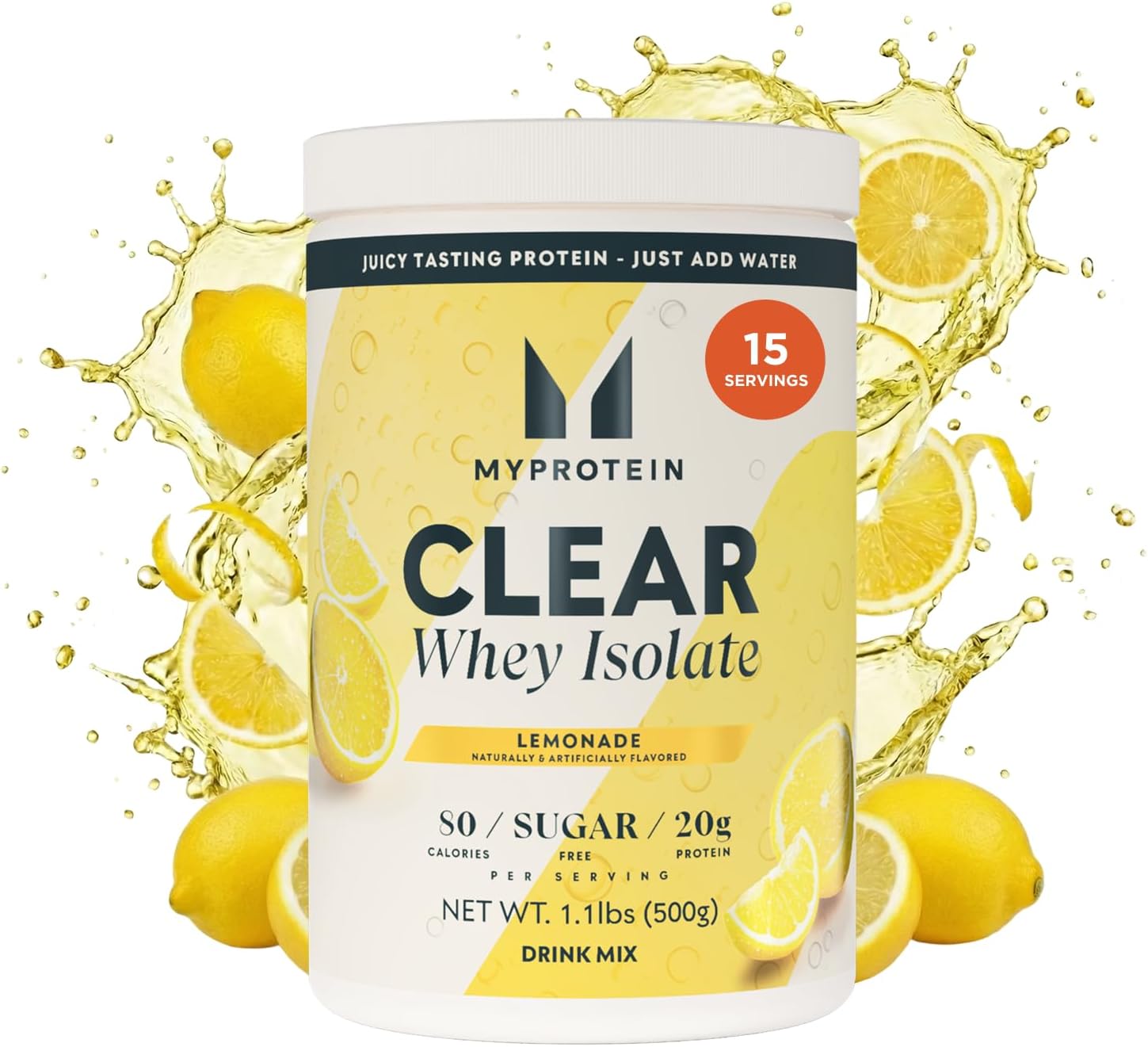 Myprotein Clear Whey Isolate Protein Powder, 15 Servings (0.8lbs), Lemonade, 20g Protein per Serving, Naturally Flavored Drink Mix, Daily Protein Intake for Superior Performance