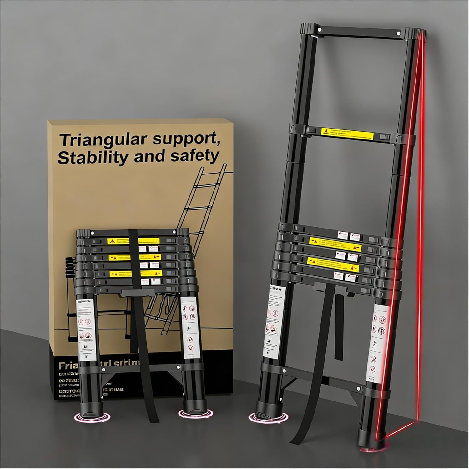 Telescoping Ladder Extension Telescopic Collapsible - 8.5 FT Rv Telescope Foldable Extendable Tall Compact Aluminum Ladders - for House Roof Travel Trailers Adjustable Retractable - 330lbs Capacity