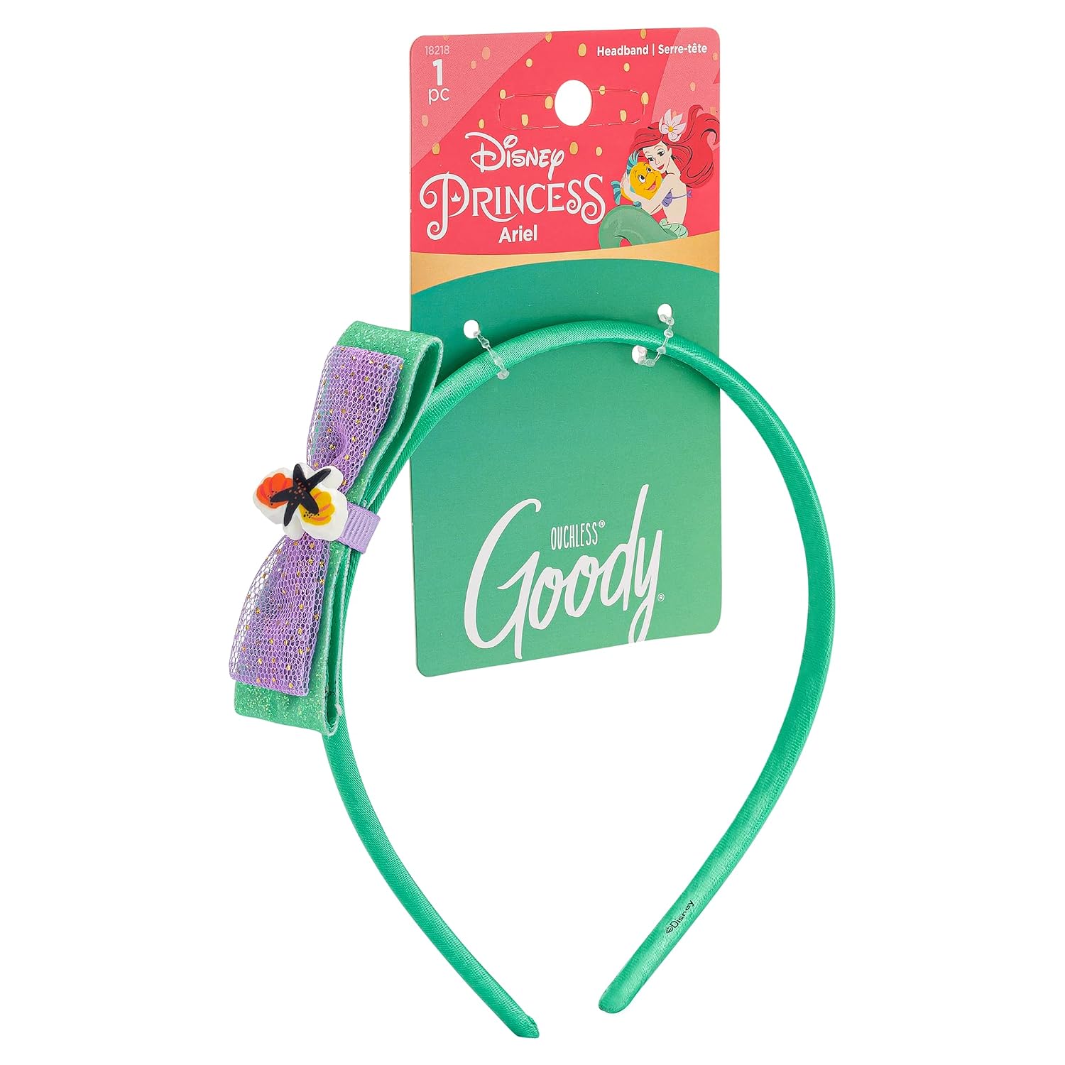 GOODY Ouchless Headband For All Hair Types - Disney Princess, Ariel - Comfort Fit for All-Day Wear - Beautiful Design for Instant Style - Pain-Free Hair Accessories for Women, Men, Boys & Girls