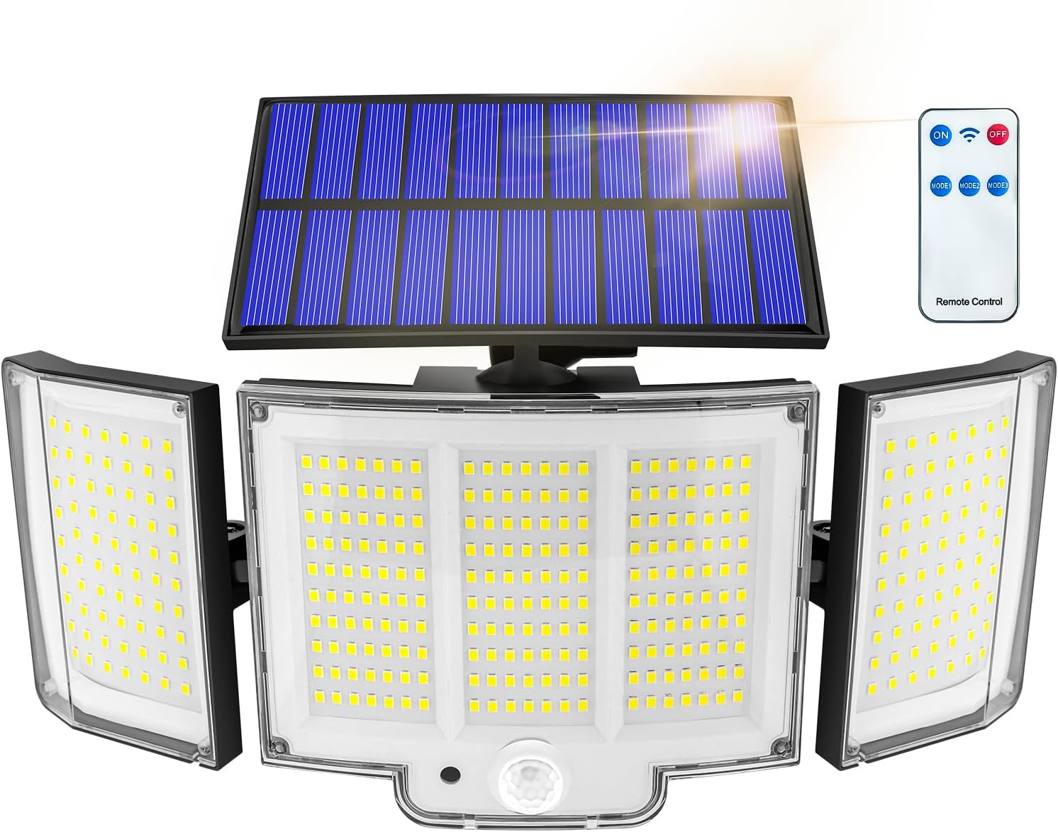 Solar Lights Outdoor Garden Lights 1 Pack 348LED 2000LM IP65 270° 3 Modes Solar Security Lights Outdoor Motion Sensor Outdoor Wall Lights Solar Wall Lights Outdoor Motion Sensor Lights Outdoor