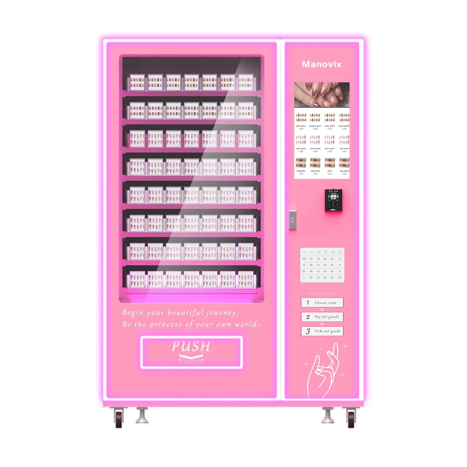 Smart Nail Vending Machine with LED Lights & Touch Screen, Press-On Nails Dispenser with Digital Ads, Cashless Payment with Card Reader - Ideal for Salons, Malls, Airports (24/7 Self-Service)