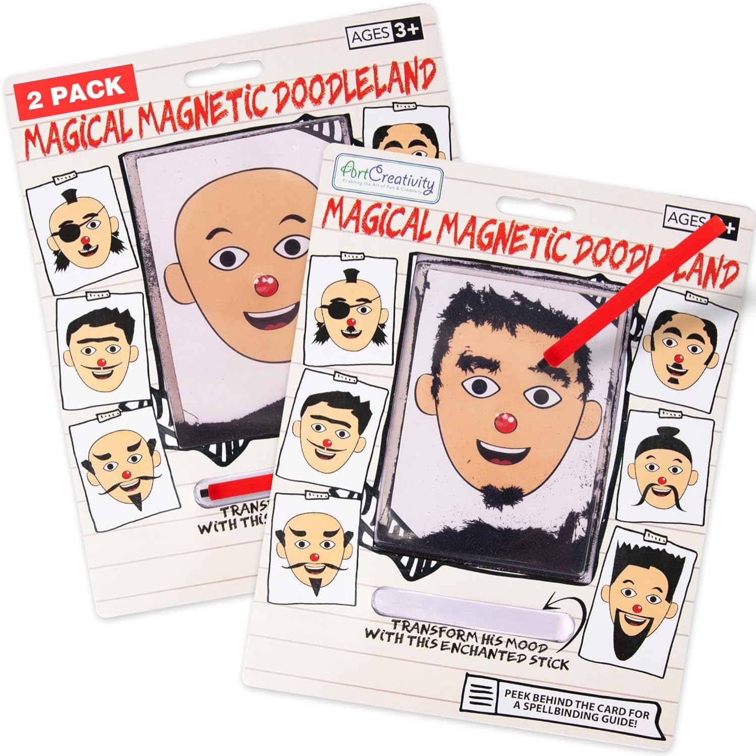 ArtCreativity Magnetic Drawing Face - 2 Pack - Travel Toys for Kids, Magnetic Toys Game, Magnet Drawing Doodle Board for Kids - Retro Toy, Vintage Toy, Travel Essentials Games for Ages 3+