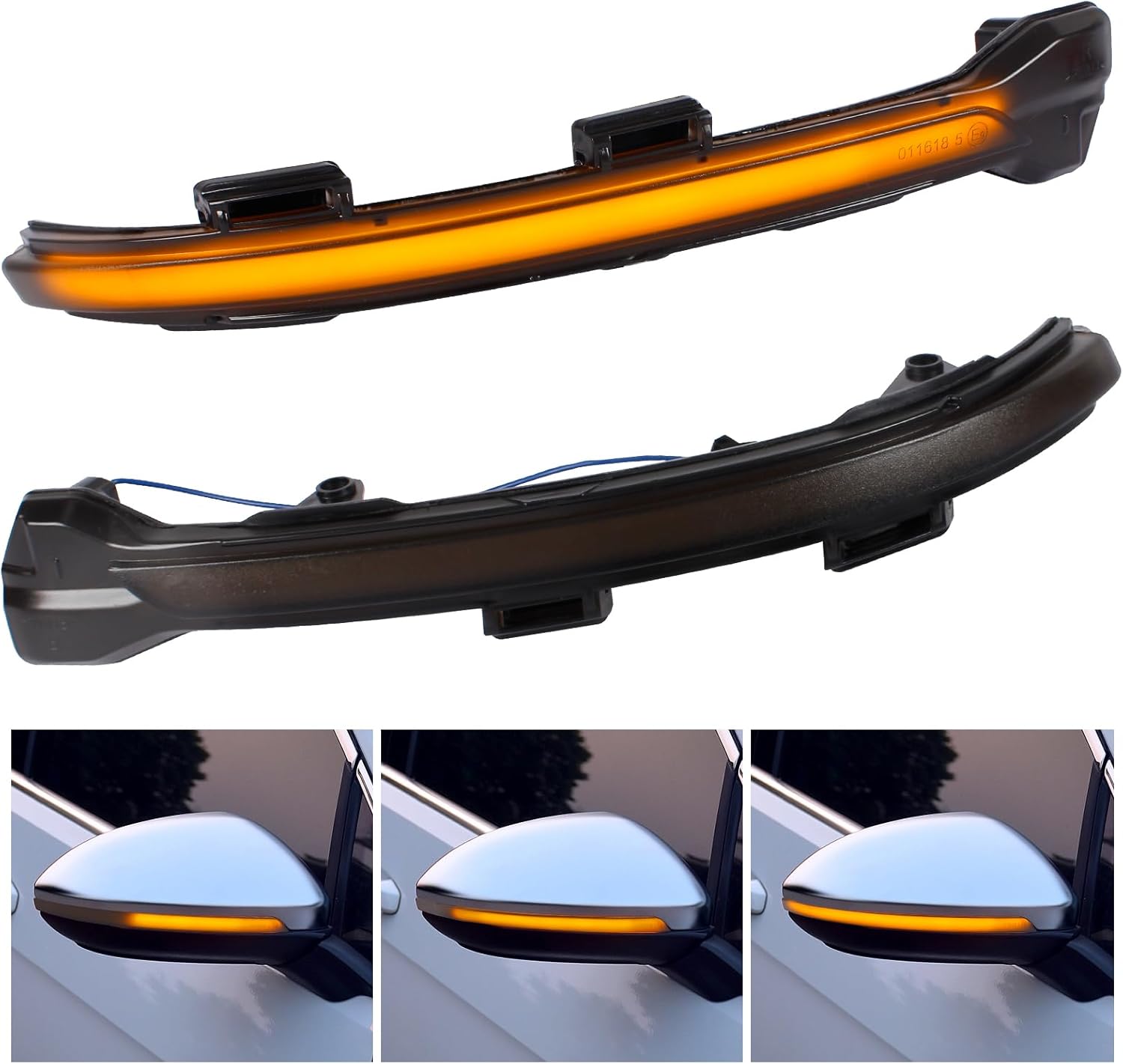 [2pcs] Side Mirror Sequential Turn Signal Lights for VW Golf MK7 GTI Limousine Variant 2014-2020 Sportsvan 2014-2020 Touran2 2016-2023 Assemely-Smoked Lens