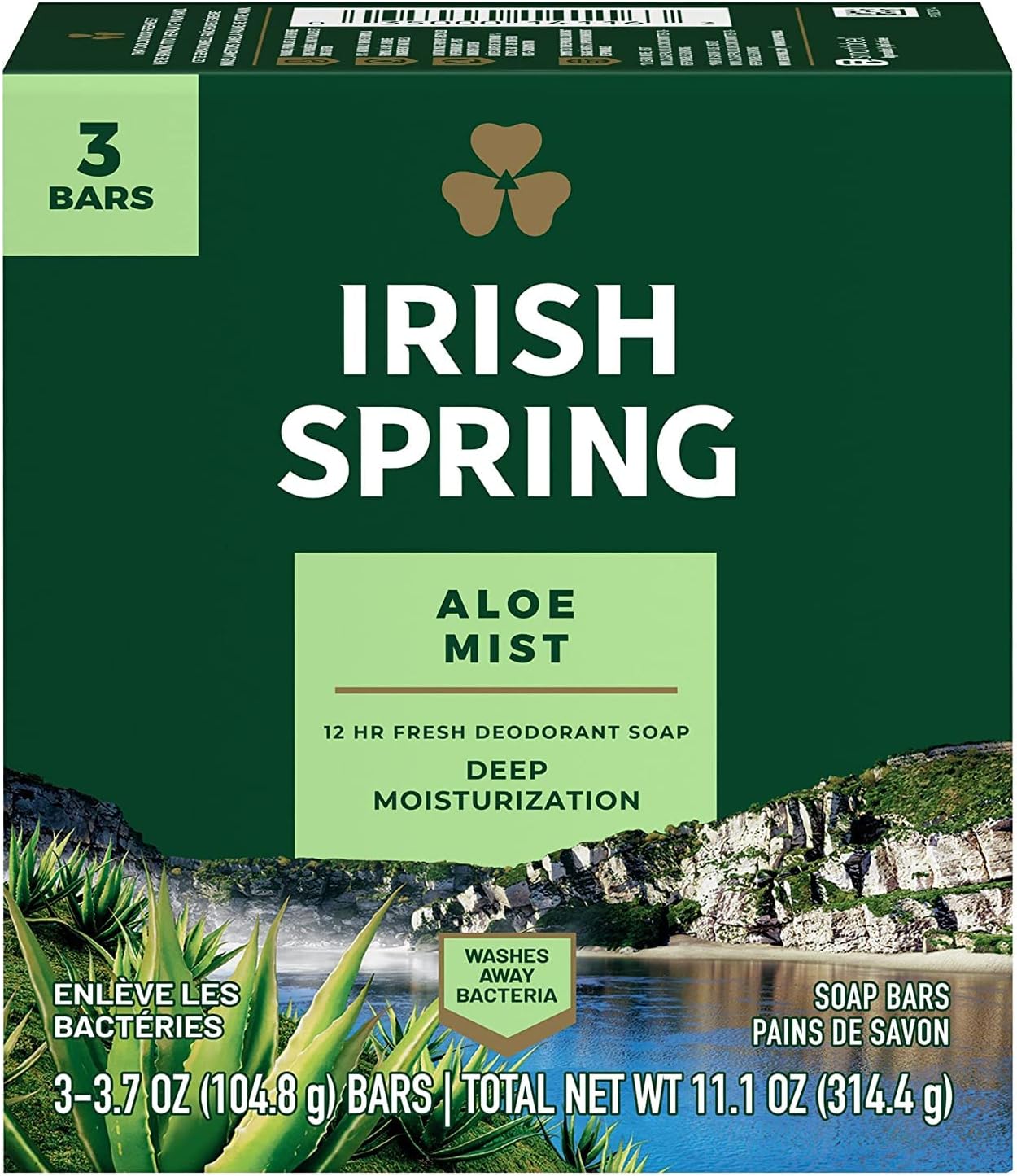 Irish Spring Aloe Deodorant Soap X 3 Soaps