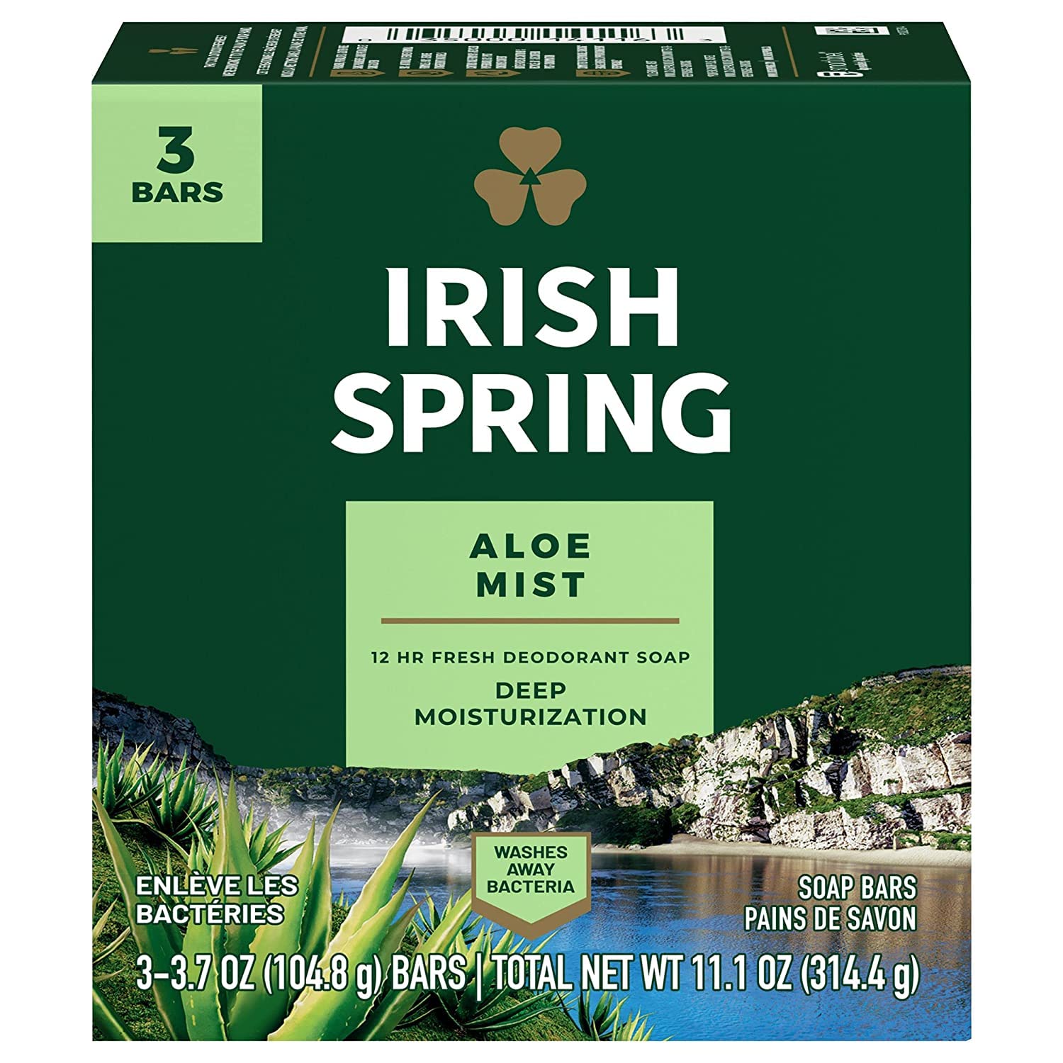 Irish Spring Deodorant Bath Bar Aloe,3.75 Ounce, 3 Count