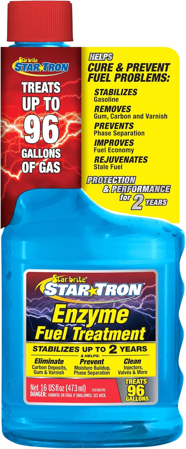 Star Tron Enzyme Fuel Treatment - Small Engine Formula - 16 Oz Treats up to 96 Gals, Gas Additive Rejuvenates & Stabilizes Old Gasoline, Cures & Prevents Ethanol Problems, Improves MPG (014316)