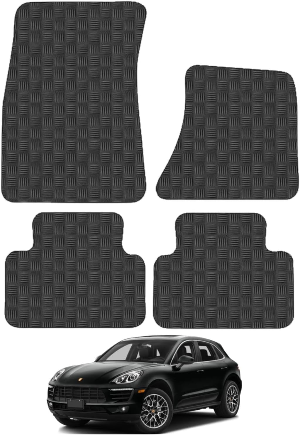 Rubber Car Mats Compatible with Porsche Macan (2016+) Tailored Fit Car Floor Mats Set Accessory Custom Fit Anti-Slip Backing Heavy-Duty Waterproof Easy-Clean Durable All Weather Full Coverage