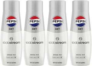 SodaStream - Diet Pepsi Beverage Mix Diet Flavor for SodaStream Turns 9.5 Gallons of Sparkling Water into Diet Pepsi Light, Crisp and Refreshing with Zero Calories 14.9 Fl Oz, Pack of 4