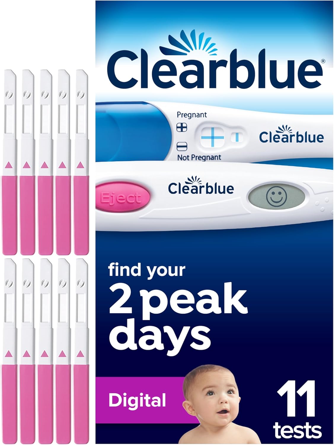 Clearblue Digital Ovulation and Pregnancy Test – Find Your 2 Peak Days, 10 Digital Ovulation Tests and 1 Rapid Detection Pregnancy Test, Try The Free Clearblue Period & Cycle Tracker App