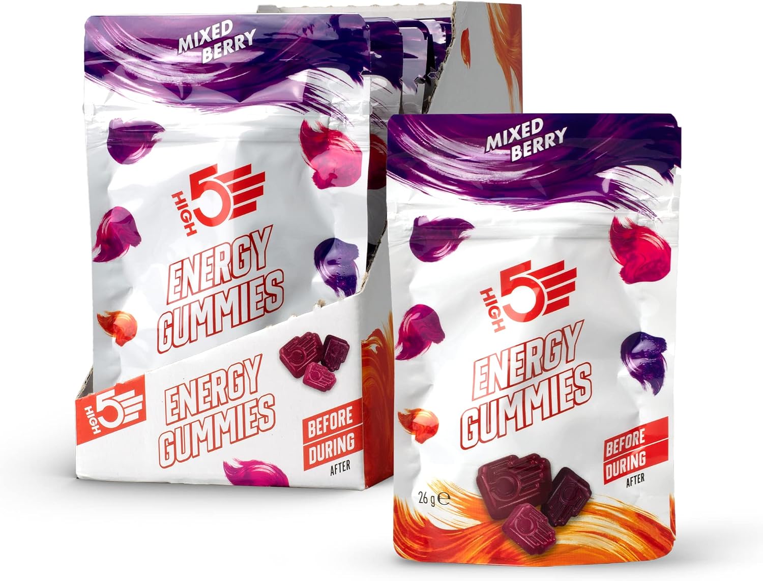 HIGH5 Energy Gummies for Running, Cycling & Hiking, Mixed Berry, 10 x 26g