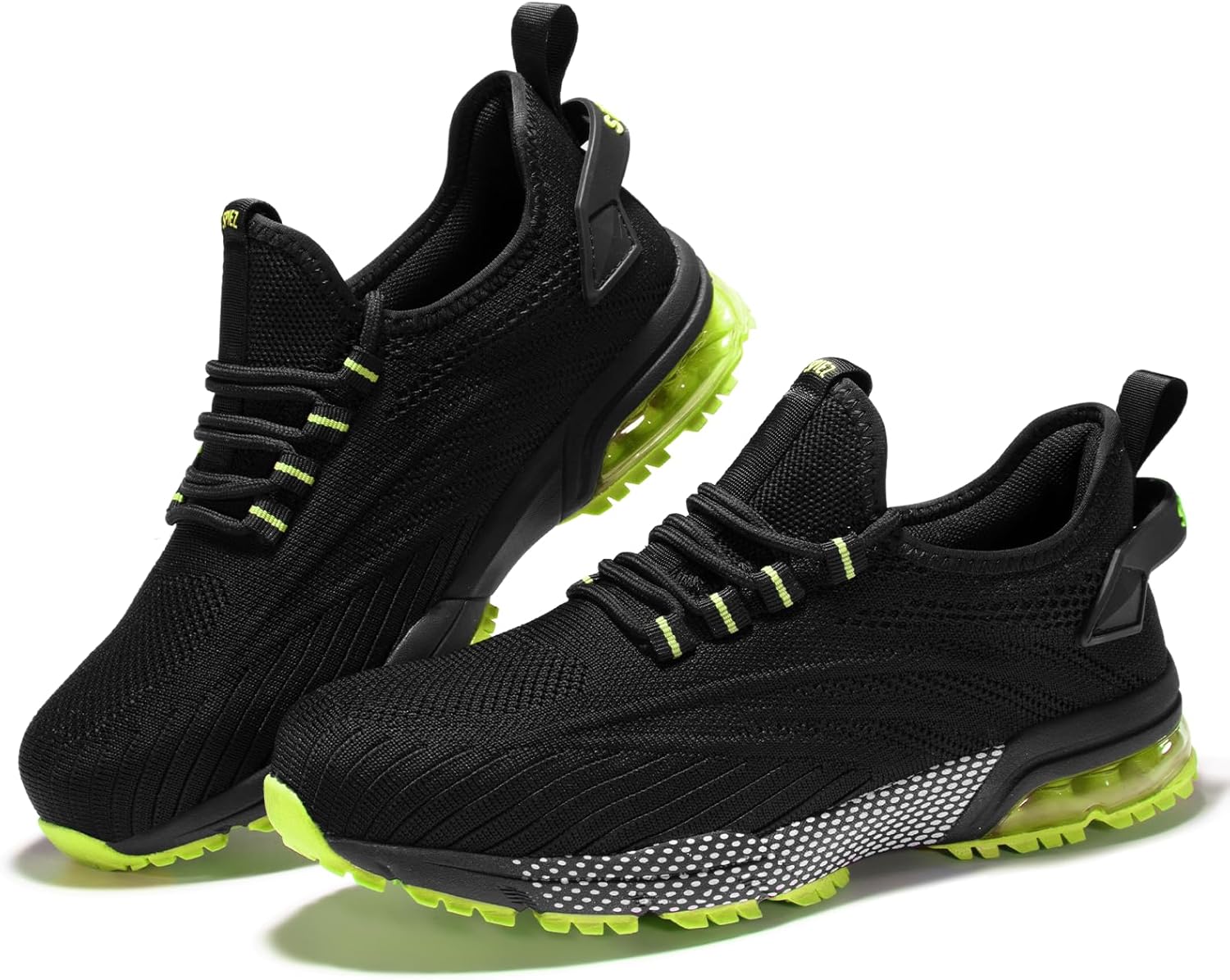SPIEZ Safety Shoes for Men Women, Air Cushion Composite Toe Work Shoes, Lightweight Breathable Slip On Utility Sneakers Black Blue/Black Green/Black Yellow US5-12