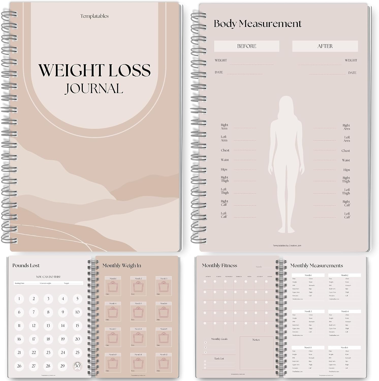 12 Month Weight Loss Journal | Pounds Lost & Body Measurements Tracker - A5 (Lux)