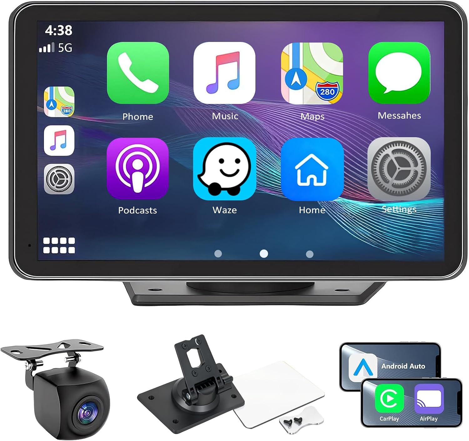 Carplay Screen & Android Auto, 7" Wireless Car Stereo Plug & Play