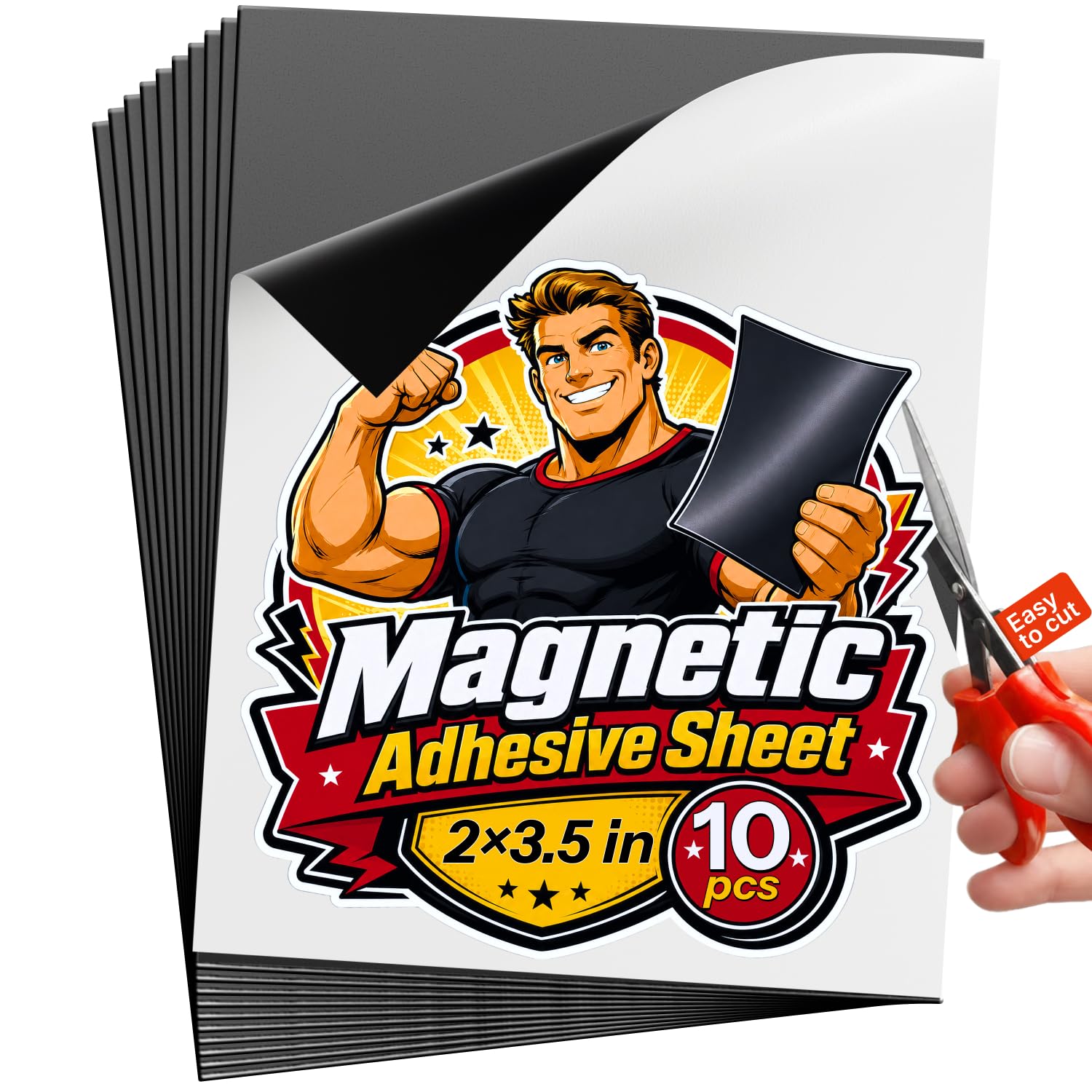 Self-Stick Adhesive Magnetic Sheets, 2x3.5" (5x9cm), 10 pcs