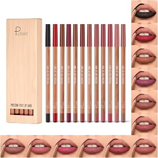 Lip Liner Set, 12Pcs Pure Natural Oak Brown Pink Red Series Lip Liners, Smooth and High Pigmented Lip Makeup Pencil