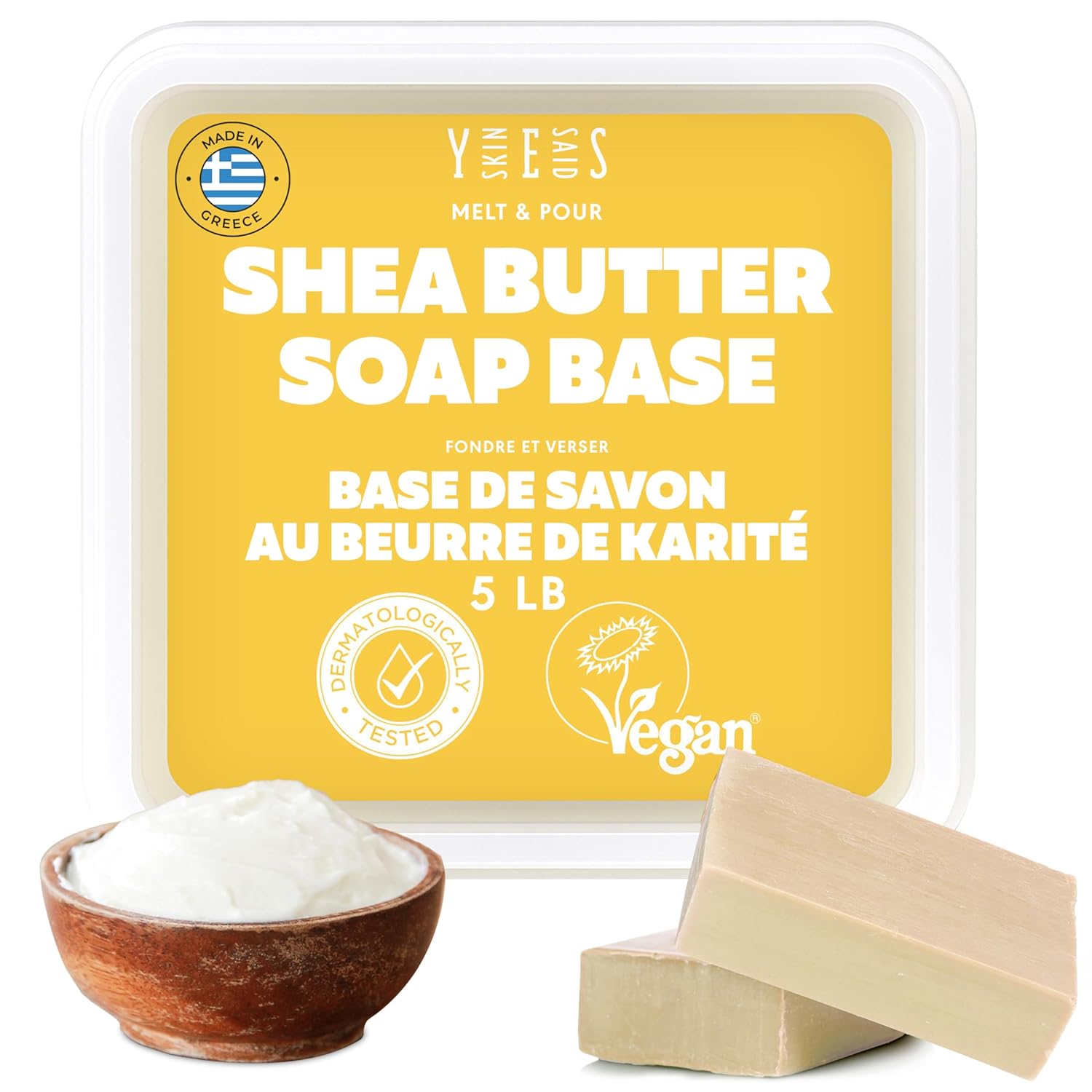 Shea Butter Soap Base - 5Lb Melt and Pour Soap Making Supplies with Organic Shea Butter - No Palm Oil, Vegan, Antioxidant-Rich and Gentle on the Skin - Crafting Recipe Book Included