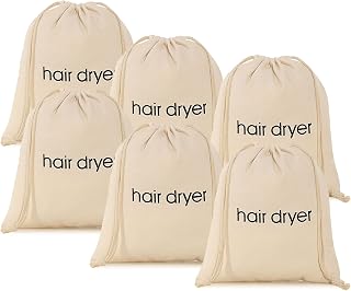 3 | 6 | 8 Pack Hair Dryer Bags Drawstring Bag Container Hairdryer Bag for travel bathroom (6 PCS White)