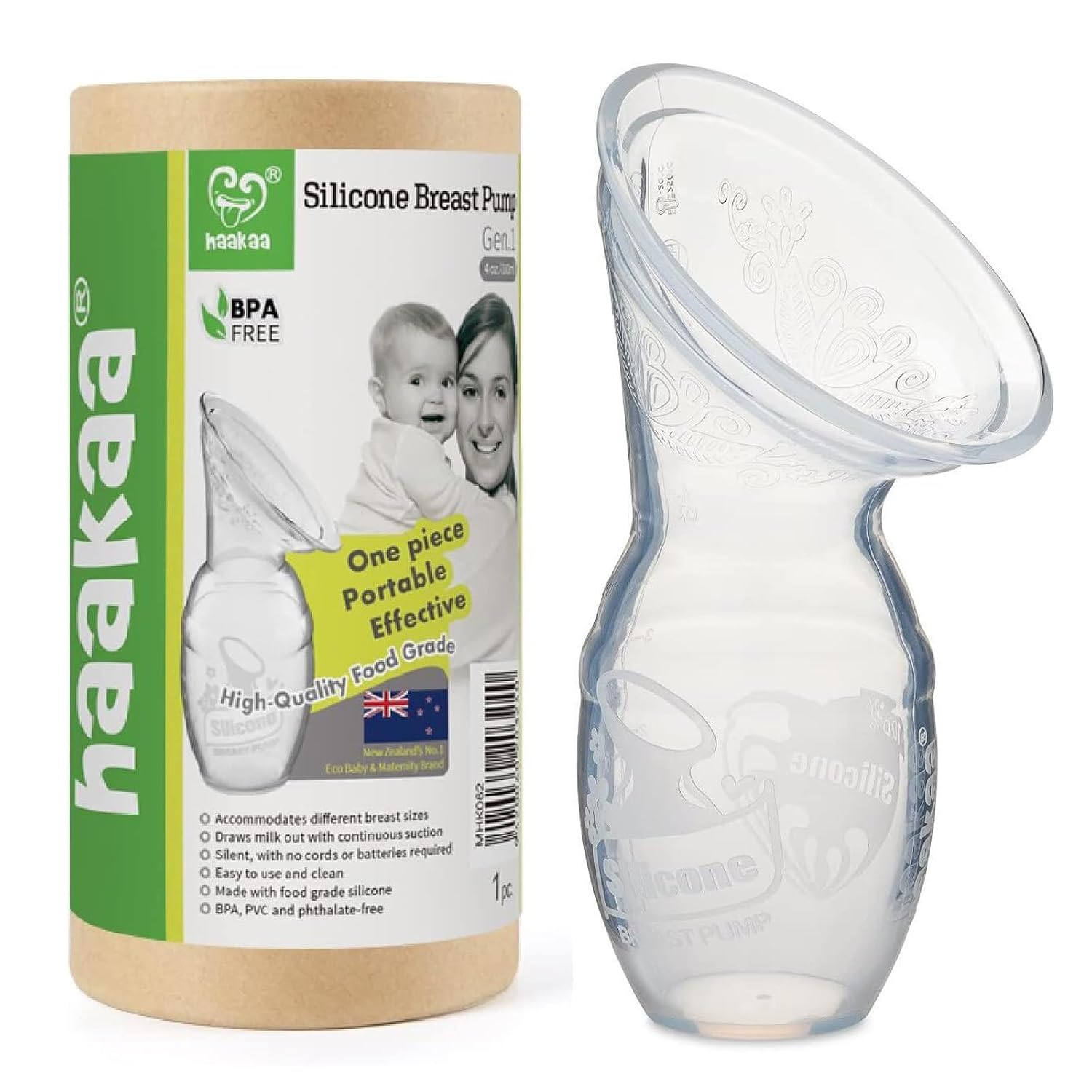 Haakaa Silicone Breastfeeding Manual Breast Pump Milk Pump 100% Food Grade Silicone BPA PVC and Phthalate Free | 4 oz Capacity