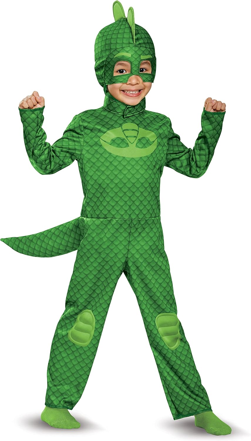 Disguise Gekko Costume for Kids, Official PJ Masks Costume Jumpsuit, Kids Size XS (3T-4T)