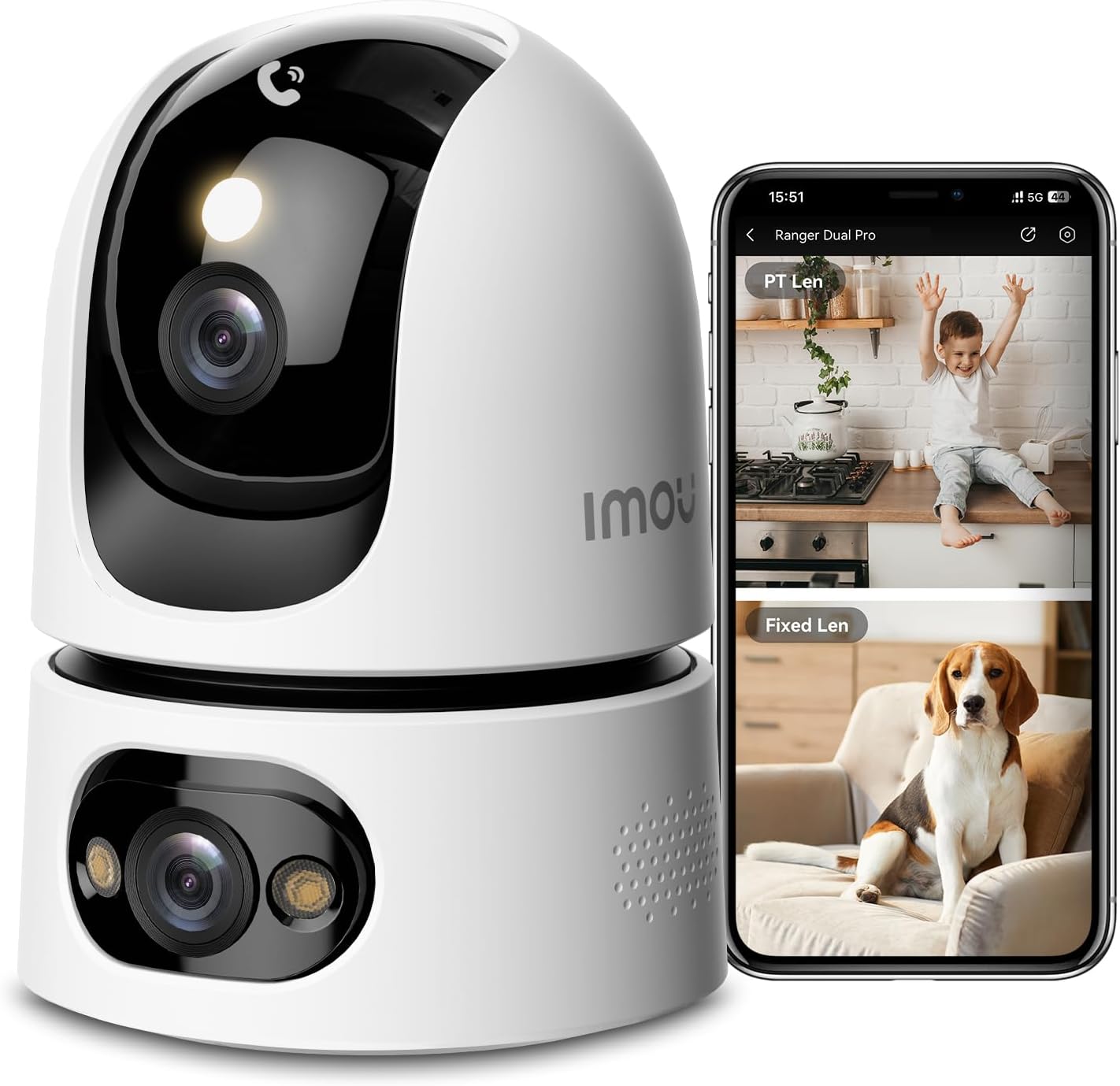 Imou 6MP Indoor Security Camera, Dual-Lens 360° Pan-Tilt Baby Monitor & Pet Camera for Home Security, Color Night Vision, Human/Pet/Sound/Motion Detection, 2.4/5GHz WiFi, No Monthly Fee Required