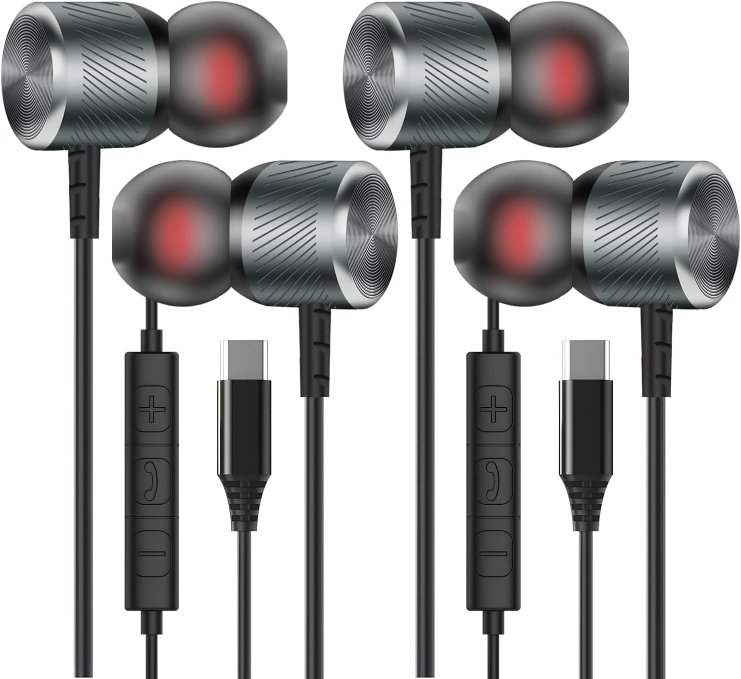 MUNSKT 2 Pack USB C In-Ear Headphones for iPhone 16/15 Pro Max, Samsung Galaxy S24/S24+ Ultra, S23/S23+ Ultra - Wired Earbuds with Microphone Volume Control