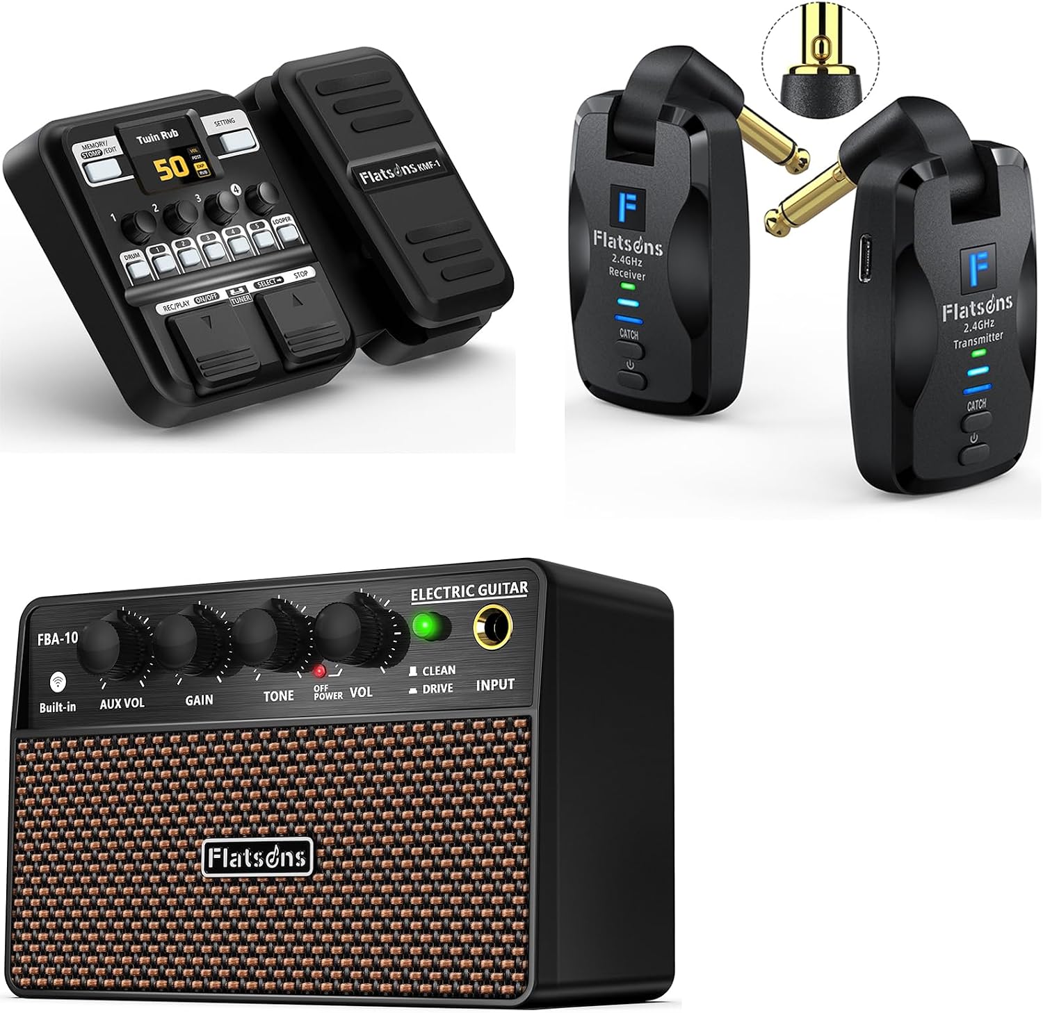 KMF-1 Multi Effects Pedal, FBA-10 Guitar Amp, FW2D Wireless Guitar System