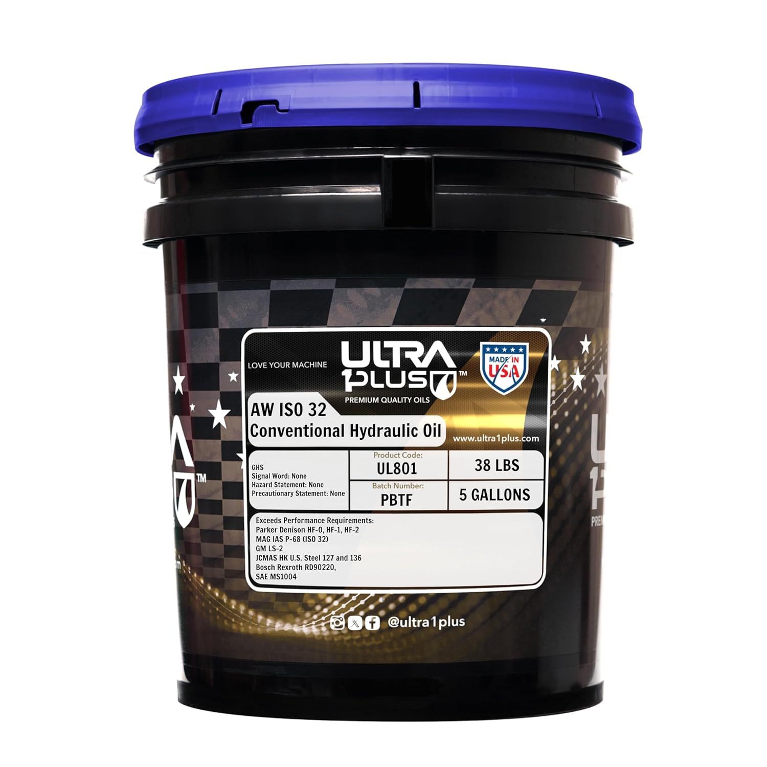 ULTRA 1PLUS AW ISO 32 Hydraulic Oil - 5 Gallon - AW32 Hydraulic Fluid