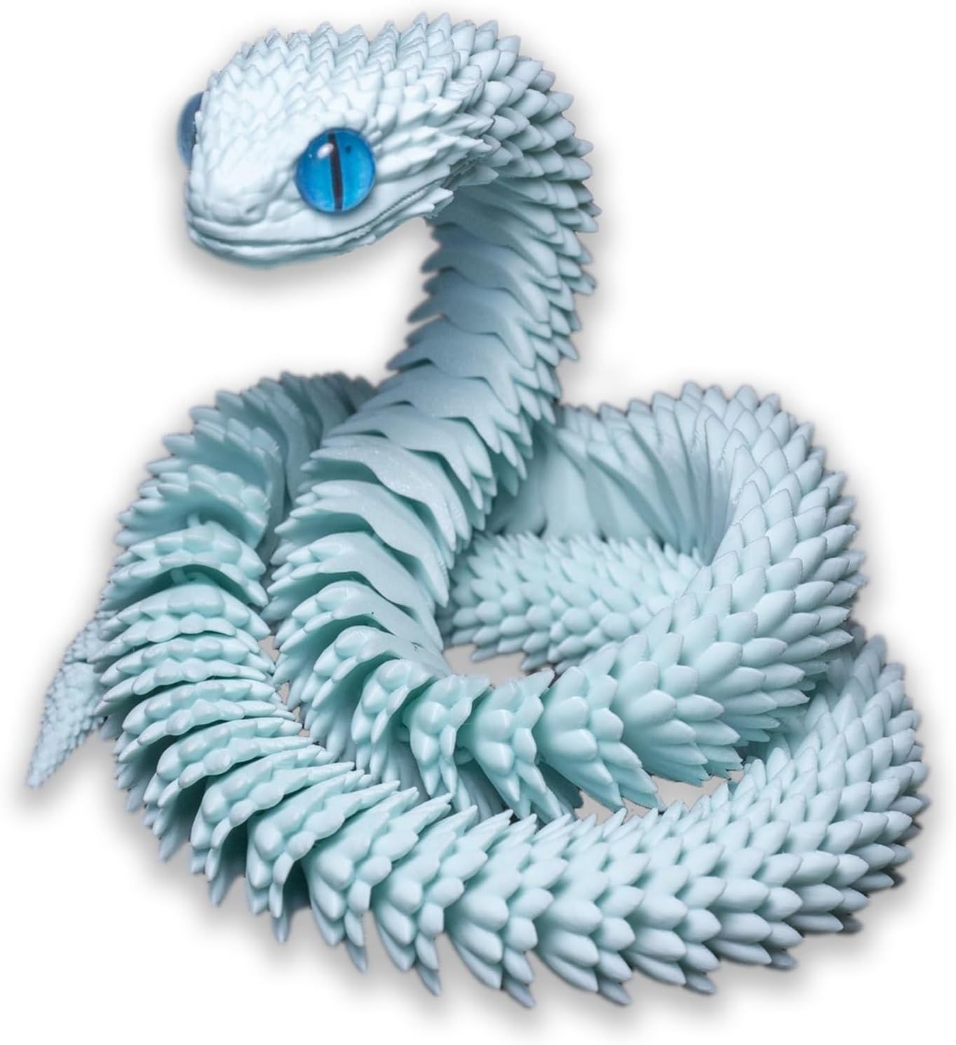 24in 3D Printed Animals-Snake Viper, 3D Printed Snake Toys,3D Printing Animals Snake Pet Movable Joint, Home Office Executive Desk Decor, Gift for Friends(Sky blue)