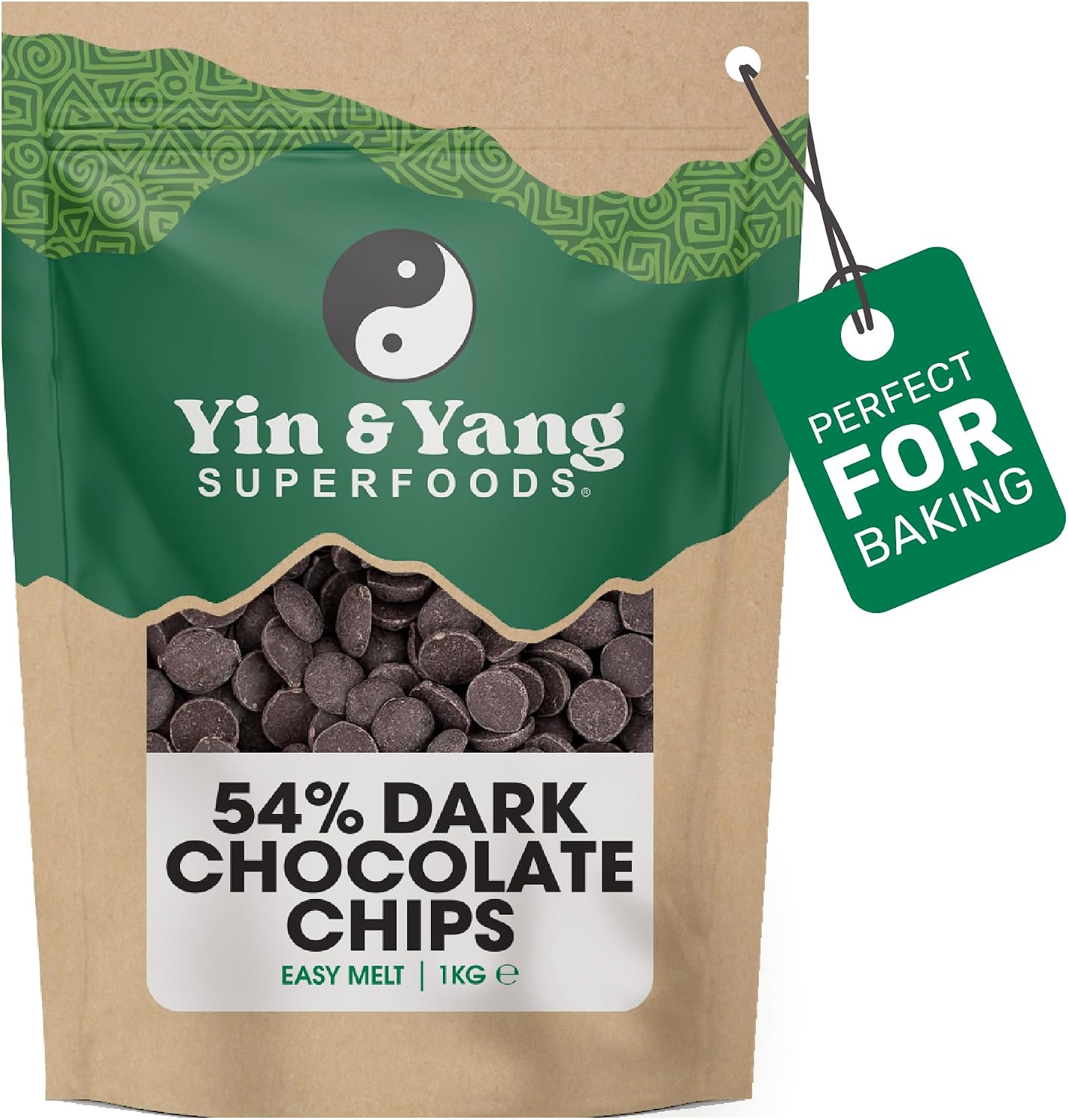 Dark Chocolate Chips 54% Cocoa 1kg | Vegan | Palm Oil-Free | Allergen-Free