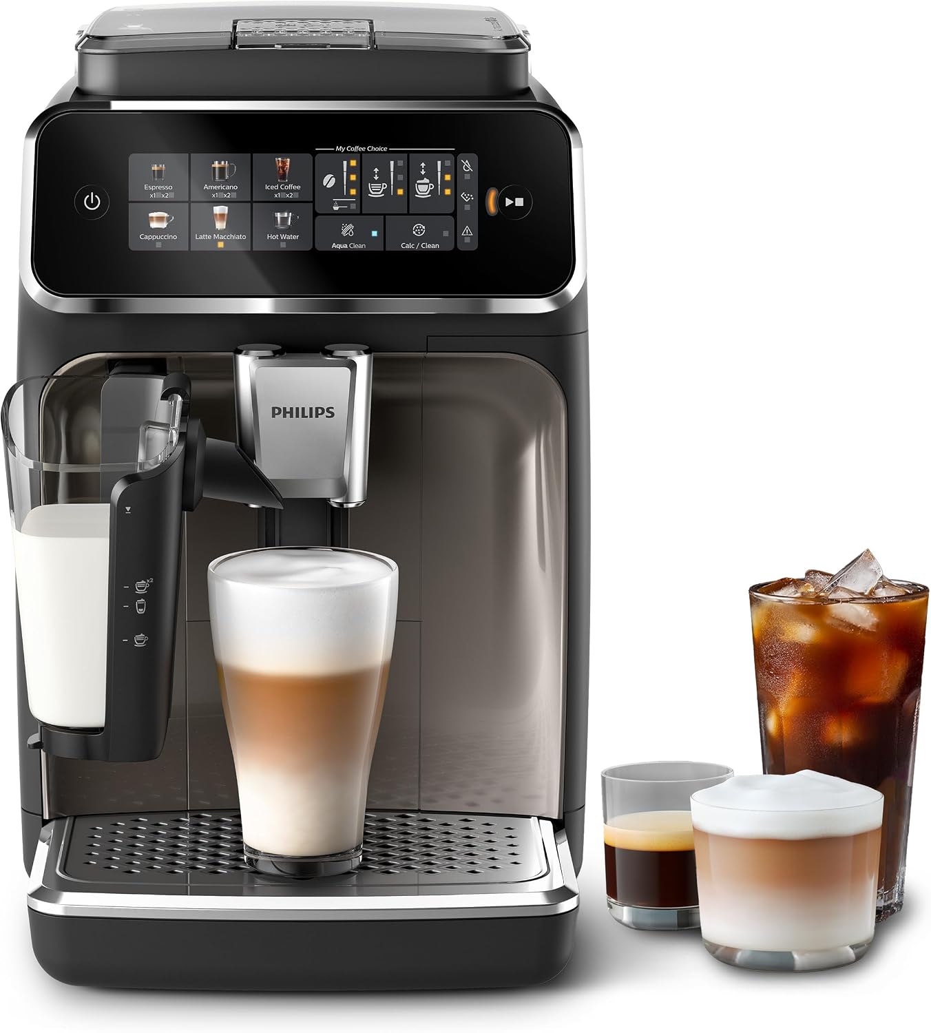 PHILIPS 3300 Series Bean to Cup Coffee Machine, LatteGo, 6 Hot/Iced Drinks