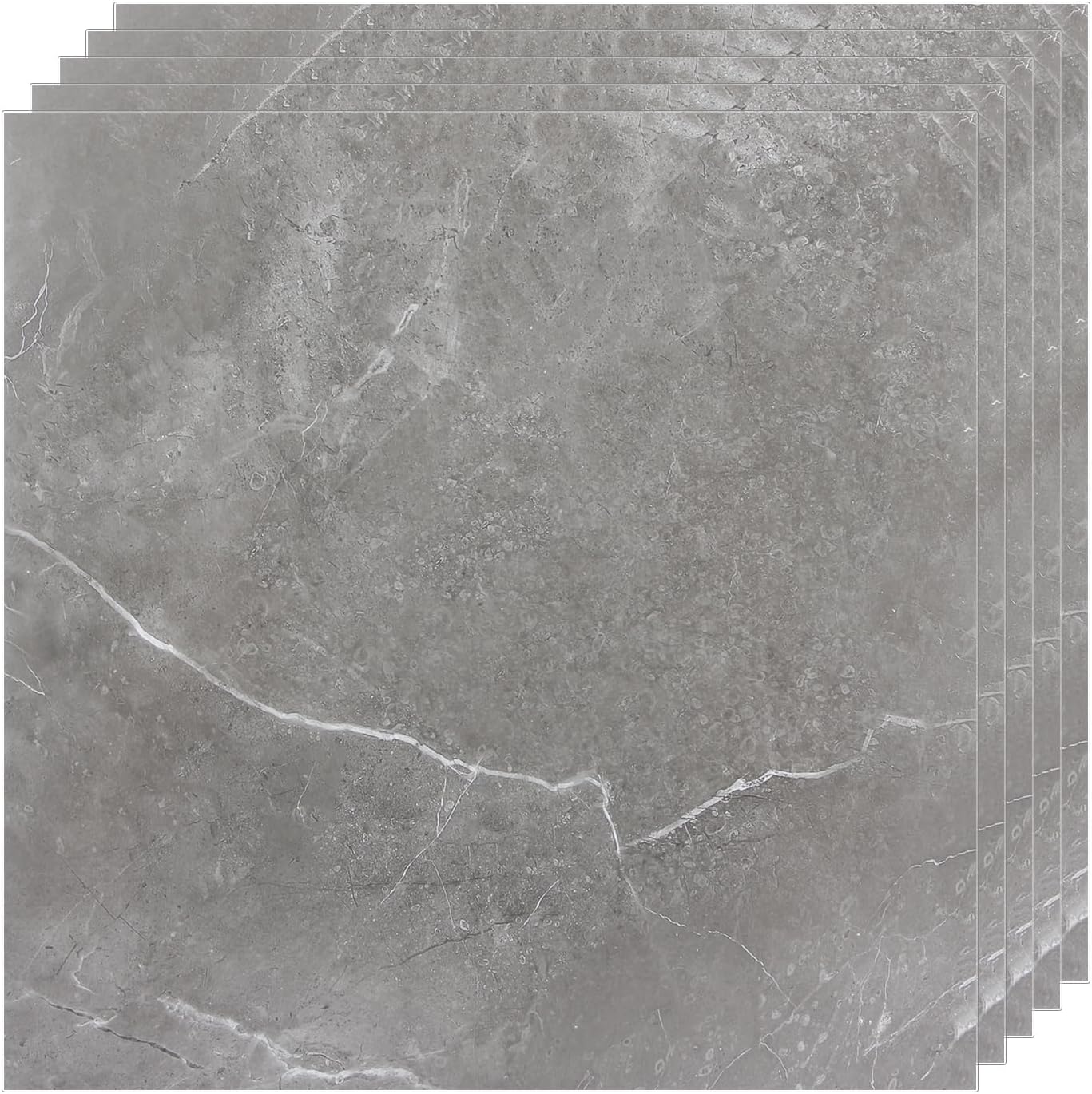 SHUESS 40 Pack Self Adhesive Floor Tile - 30 x 30cm Peel and Stick Floor Tiles - Waterproof Vinyl Flooring for Kitchen Bathroom Living Room, Covers 38.75 ft² (3.6m²), Grey
