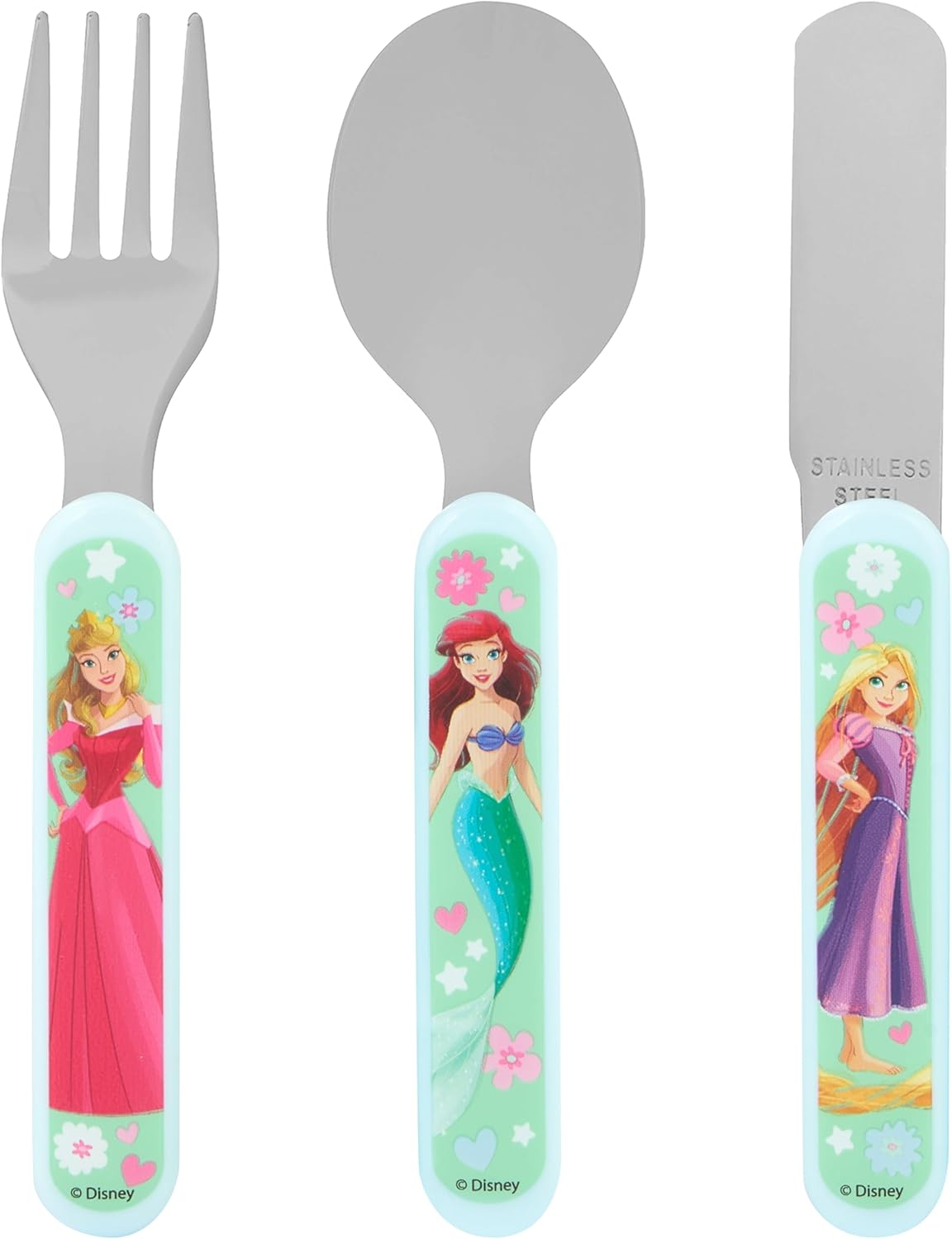 Disney Princess Kids Cutlery Set by Polar Gear | 3pc Childrens Cutlery Set Disney Gifts for Girls |Princess Gifts Toddler Cutlery Made from Food-Safe Stainless Steel & ABS Plastic