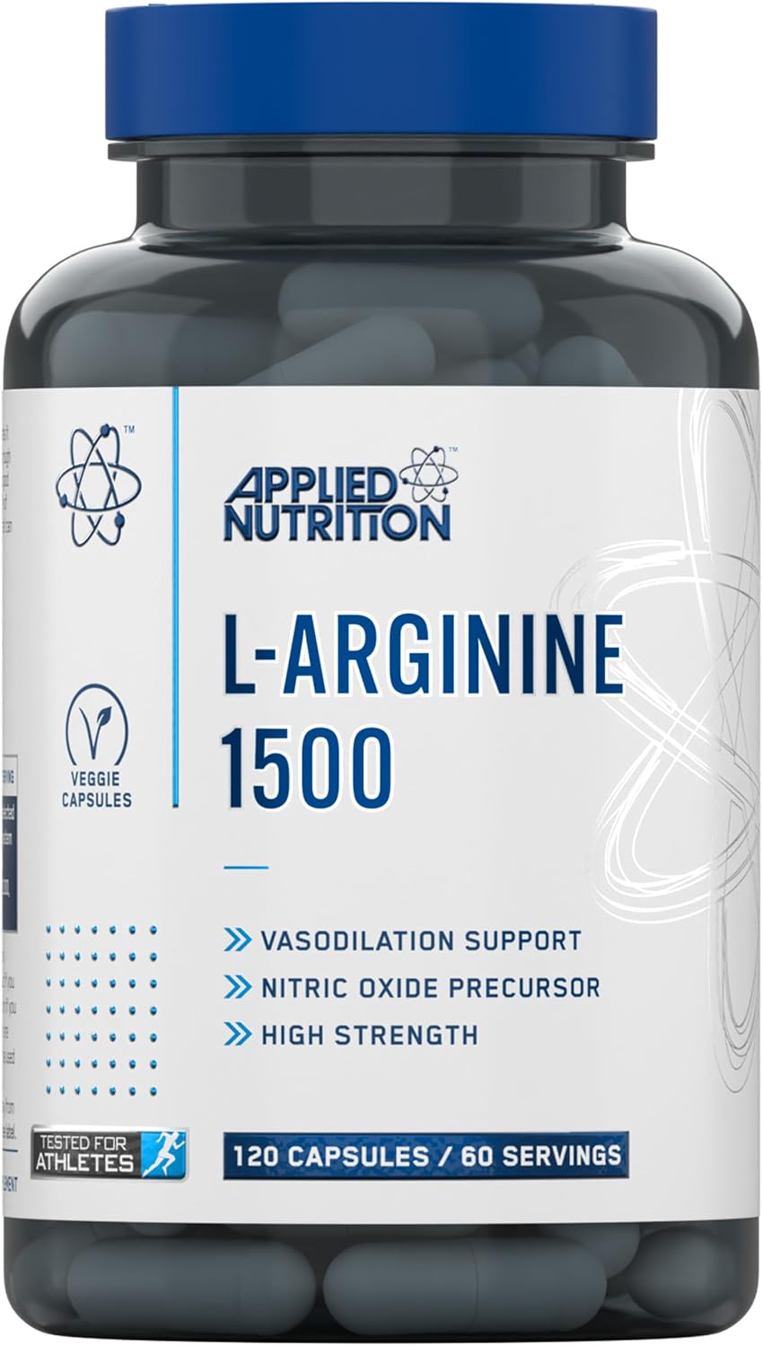 Applied Nutrition L-Arginine Capsules - 1500mg High Strength L Arginine Per Serving, Nitric Oxide Booster for Workout & Performance (60 Servings)
