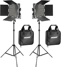 NEEWER 2 Pack Bi Color 660 LED Video Light and Stand Kit: (2) 3200-5600K CRI 96+ Dimmable Light with U Bracket and Barndoor, (2) 75 inches Light Stand for Studio Photography, Video Recording (Black)