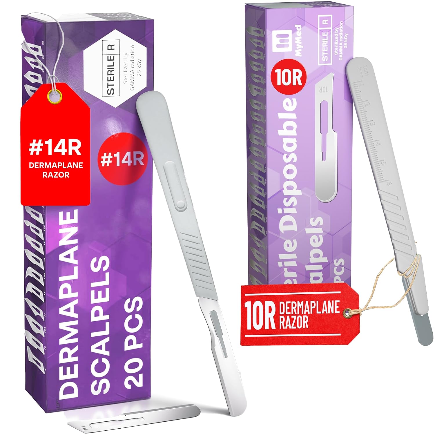 Pack of 20 Disposable Scalpels #14 + 10pcs 10r Blades Dermaplaning Scalpel 10r Blades Scalpel Set