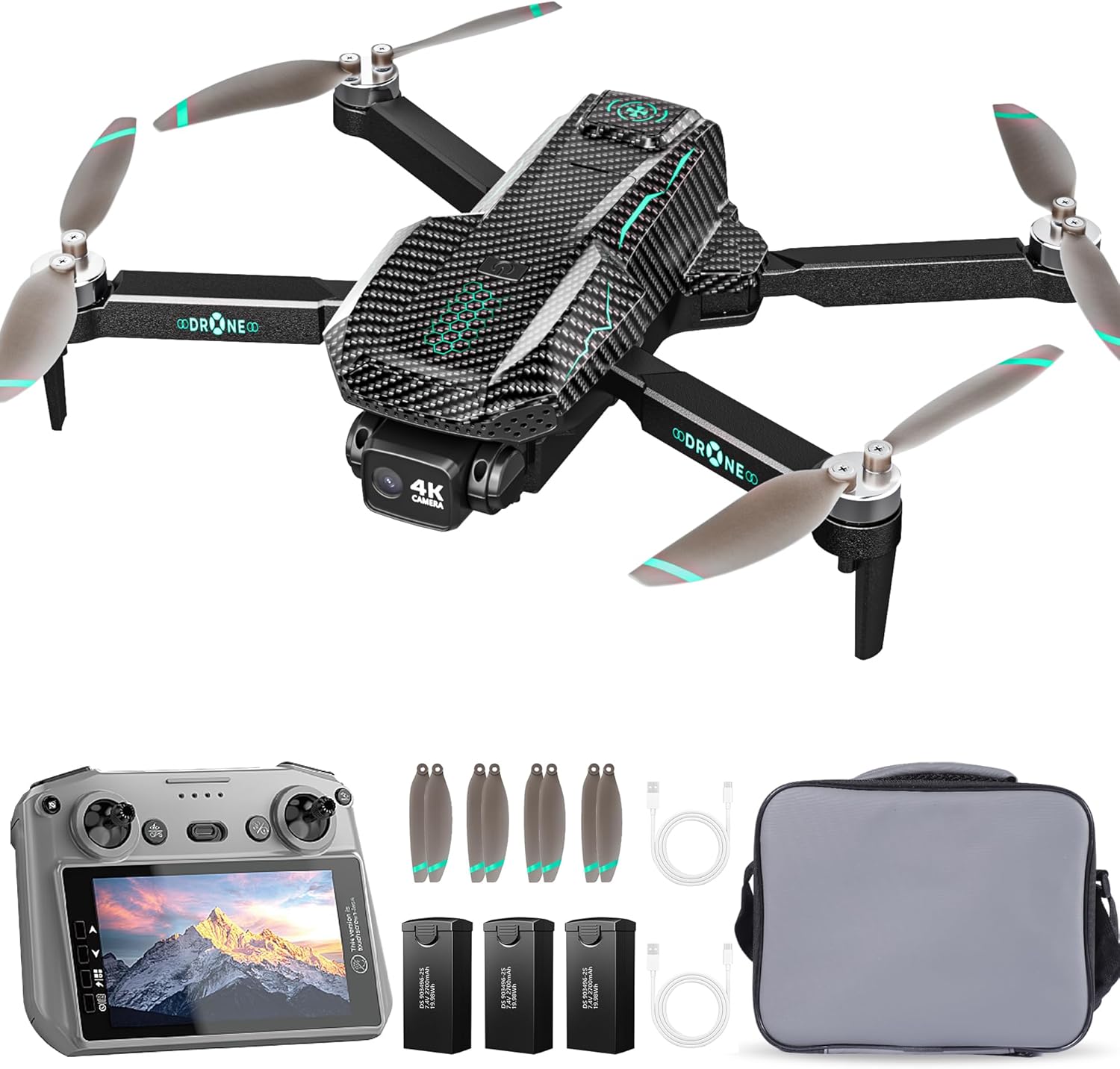 GPS Drone with 4K Camera for Adults, FPV RC Quadcopter, 90-min Flight Time, Auto Return, Follow Me, Circle Fly, 5-inch LCD Tablet Screen, Brushless Motor, Lightweight Foldable Drone for Beginners
