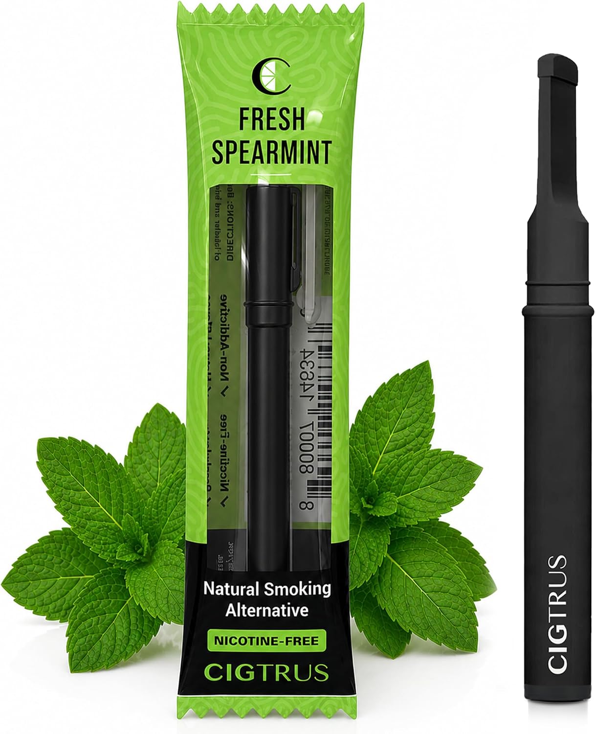 Cigtrus Quit Smoking Aid – Natural Smokeless Inhaler – Non-Electric, Nicotine-Free & Travel-Safe – 1-Piece Fresh Spearmint