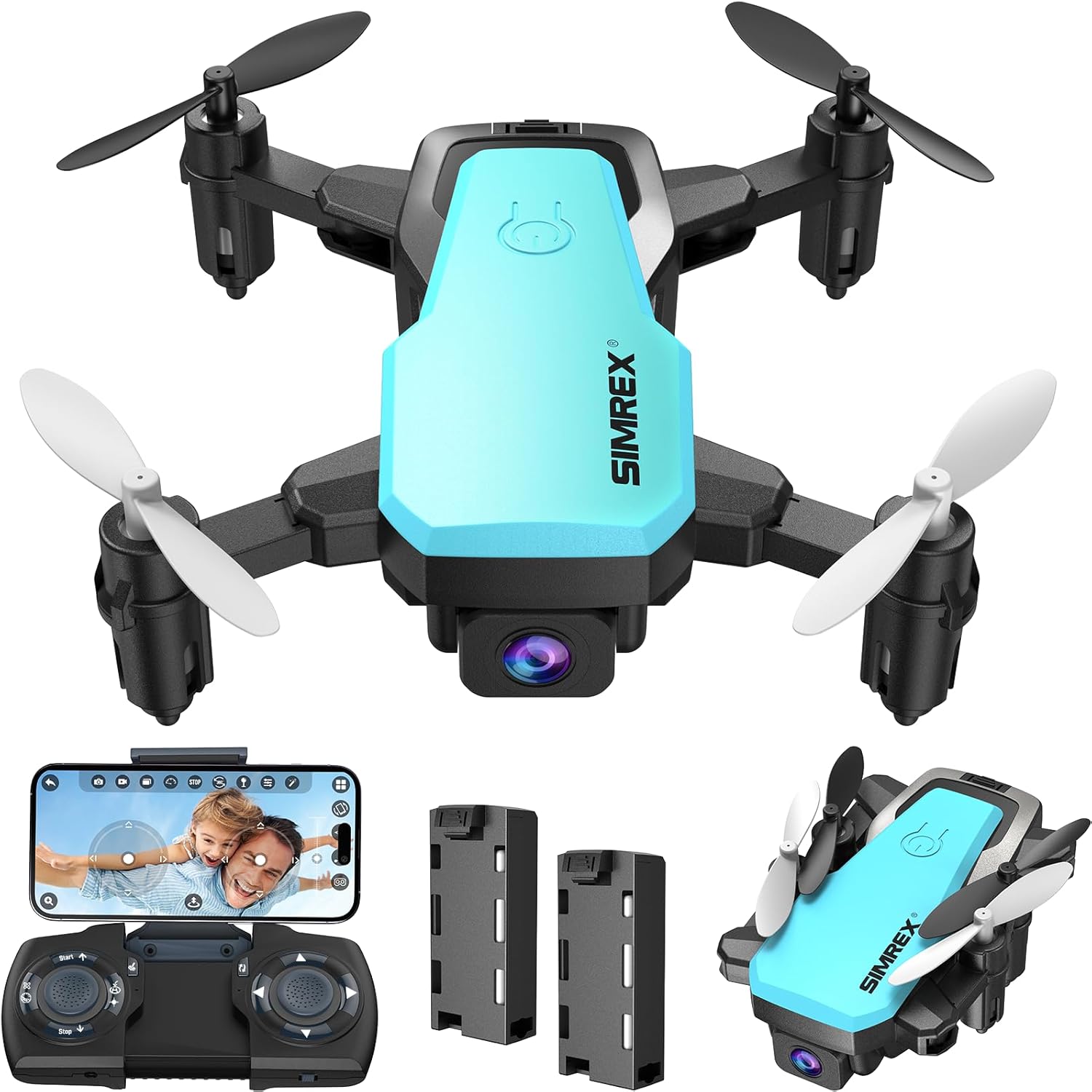 X300C Mini Drone with Camera 720P HD FPV, RC Quadcopter Foldable Drone With Altitude Hold, 3D Flip, Headless Mode, Gravity Control and 2 Batteries, Gifts for Kids, Adults, Beginner, Blue