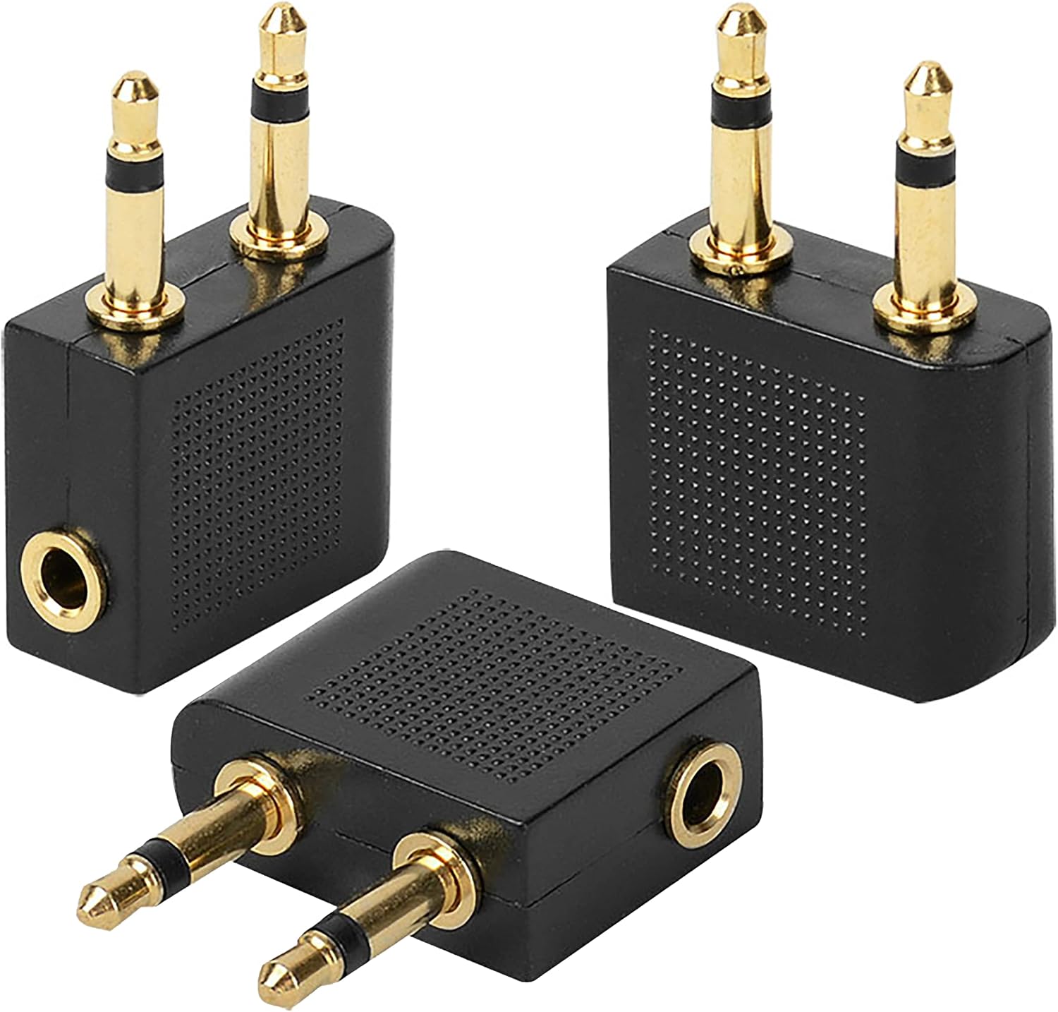 IRYNA 3 Pack Airline Airplane Flight Adapters for Headphones, Gold Plated 3.5mm Male to 3.5mm Female Stereo Aux Jack Headphone Adapter Gold Plated