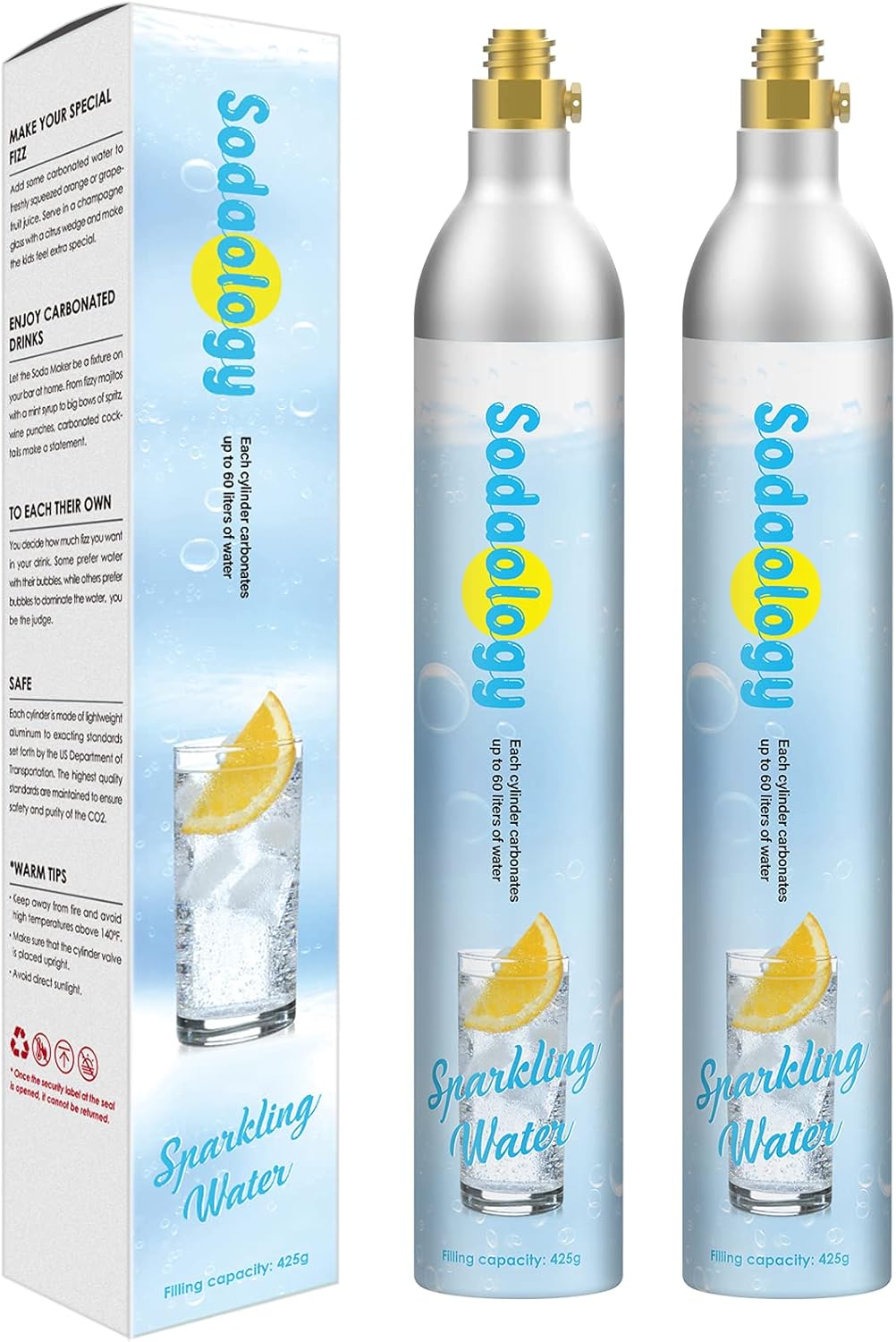 SODAOO LOGY 60L Co2 Carbonator Compatible with Sodastream Appliances [NOT for Art & Terra],14.5oz, Set of 2