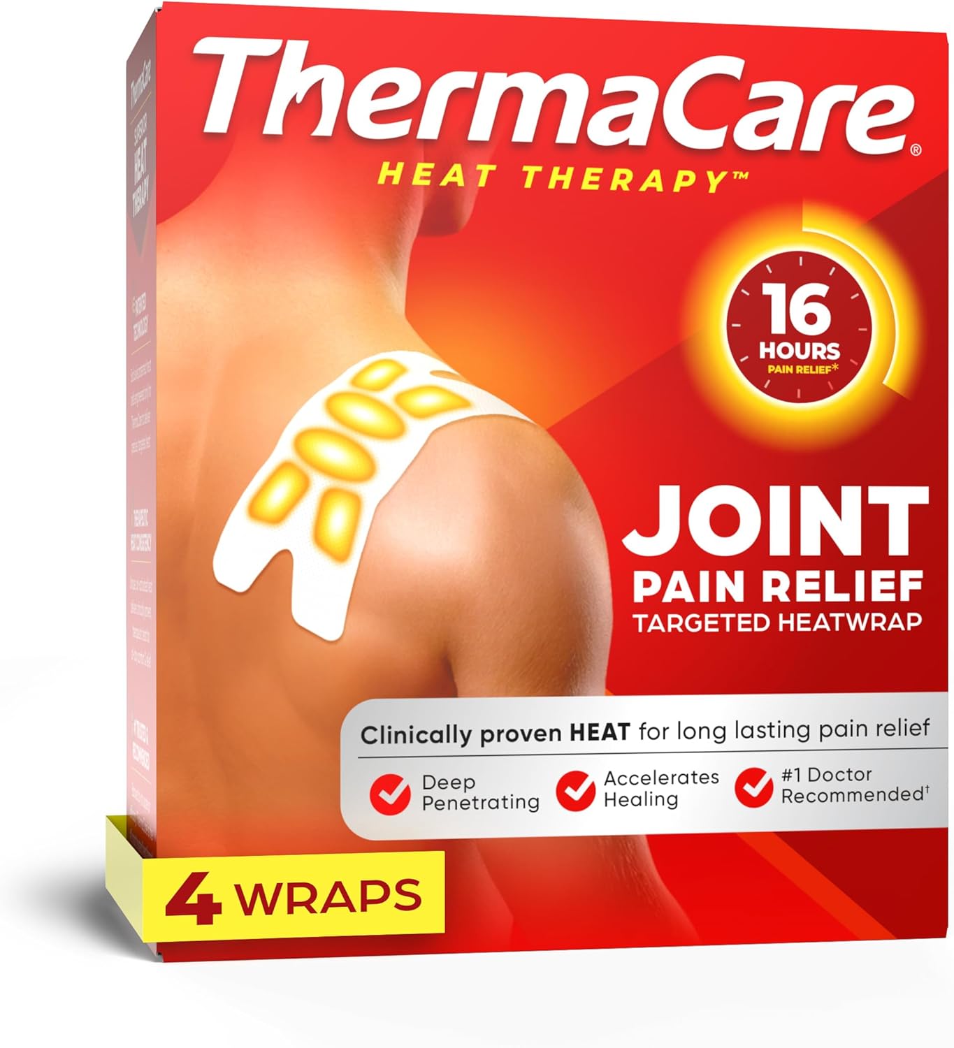 ThermaCare Portable Heating Pads for Muscle & Joint Pain Relief - Adhesive Heat Wraps, Drug-Free Heat Therapy - Flexible, Discreet Heat Patches for Daily Comfort & Wear - 4 Count
