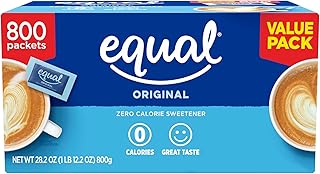 EQUAL 0 Calorie Sweetener, Aspartame and Acesulfame-K Sweetener Packets, Zero Calorie Sugar Alternative, Erythritol Free, 800 Ct (Pack of 1)
