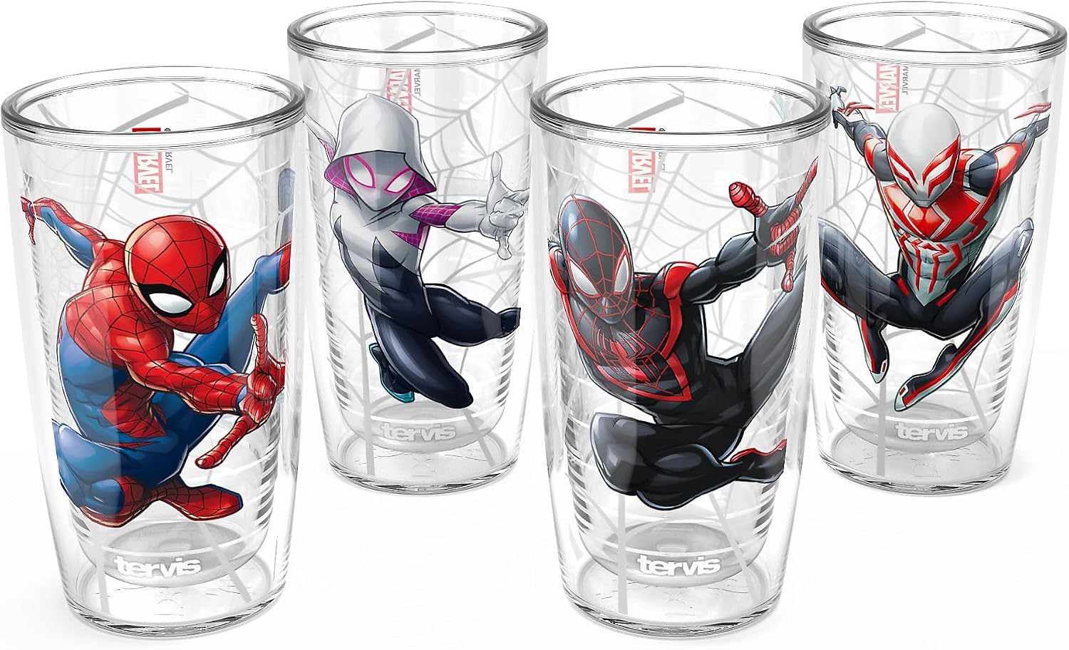 Tervis Marvel Spider-Man Web-Swinging Collection Insulated Tumbler, 16oz-4pk, Classic