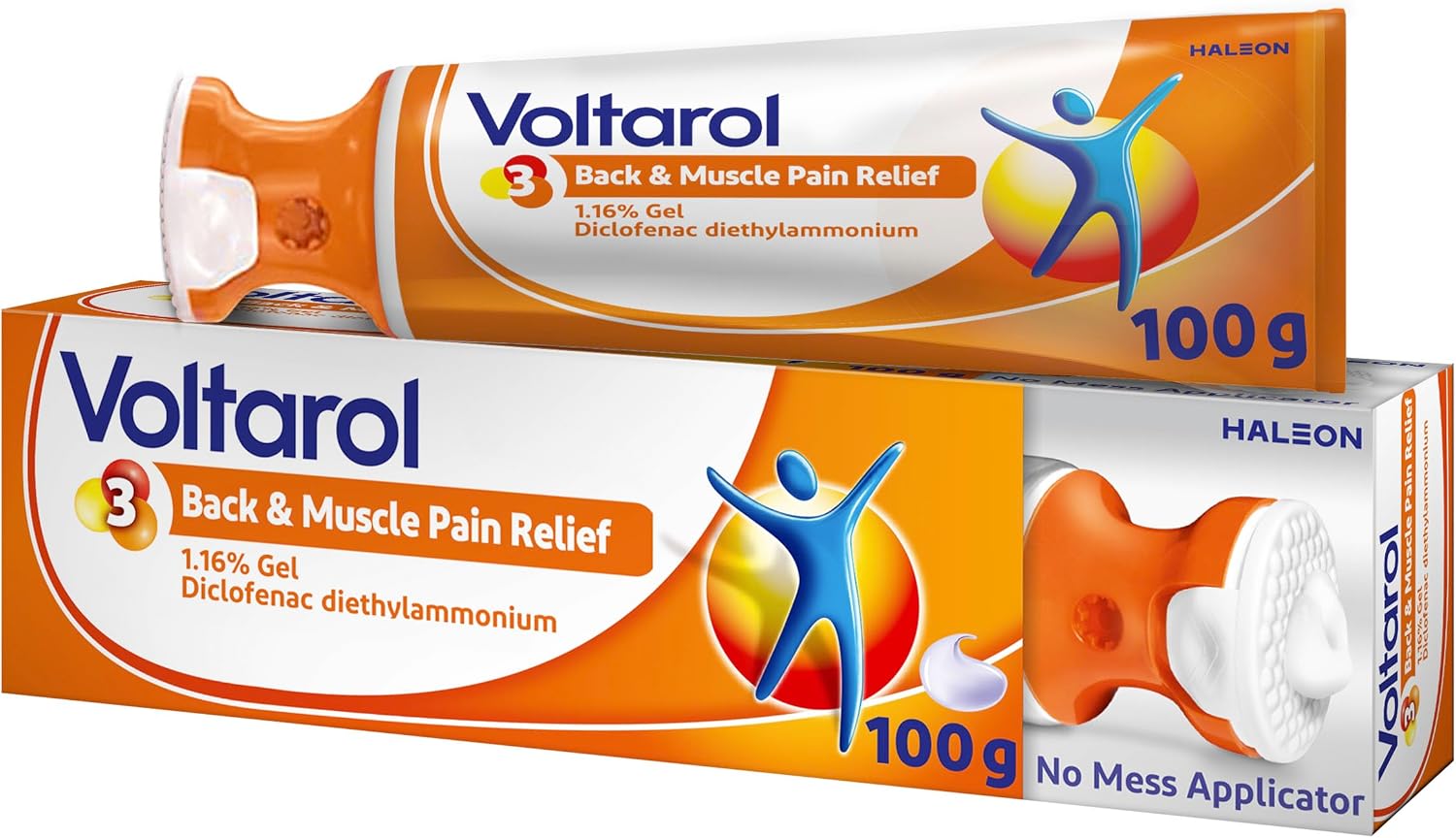 Voltarol Back & Muscle Pain Relief 1.16% Gel with No Mess Applicator, for Joint Pain Relief, suitable for Knee Pain & Neck Pain, 100g