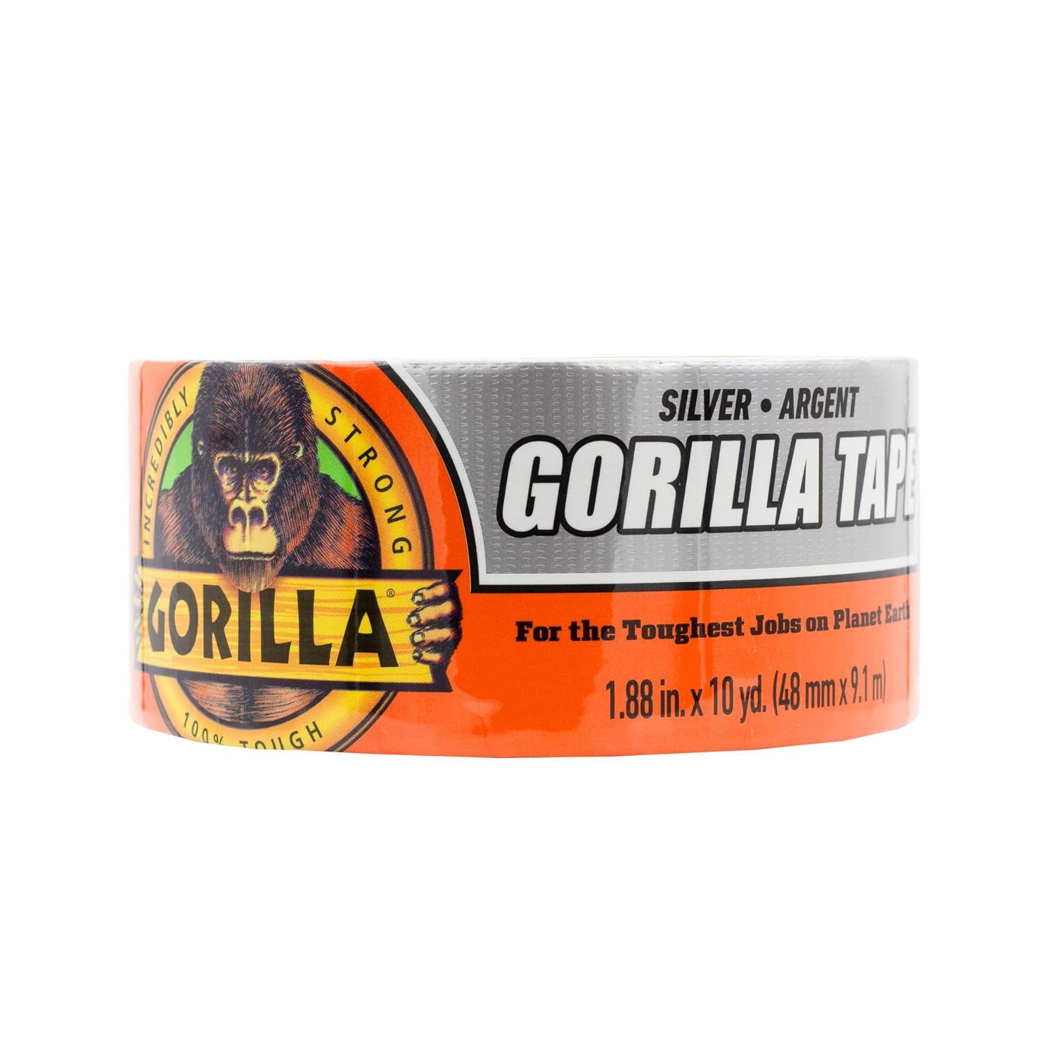 Gorilla Tape, 1.88 in x 10 yd, Silver (Pack of 1) - Duct, Utility, Triple Layer Strength, Indoor & Outdoor, Weather Resistant Shell