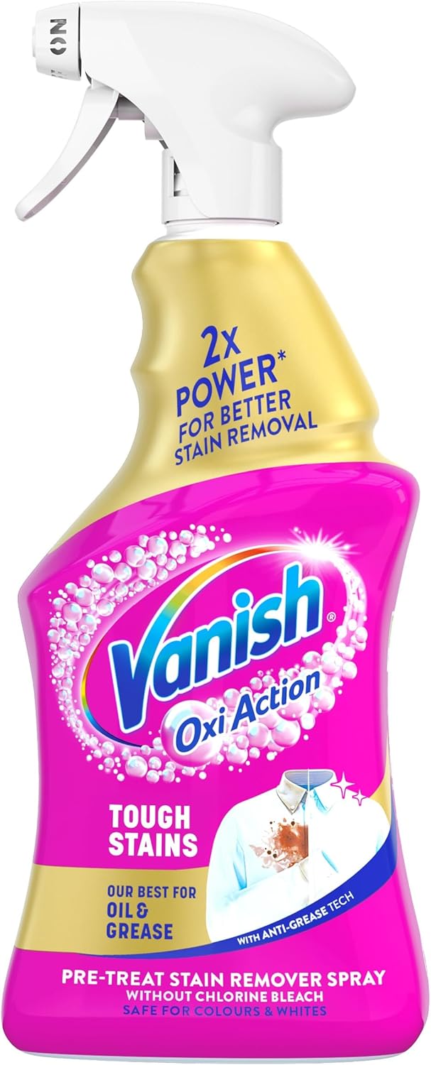 Vanish Gold Oxi Action Multi Degreaser Spray for Tough Stubborn Stains, 950ml, Pre-Treat, Our Best for Oil & Grease, 30 Seconds Stain Removal, For both Colours and Whites, Bleach Free