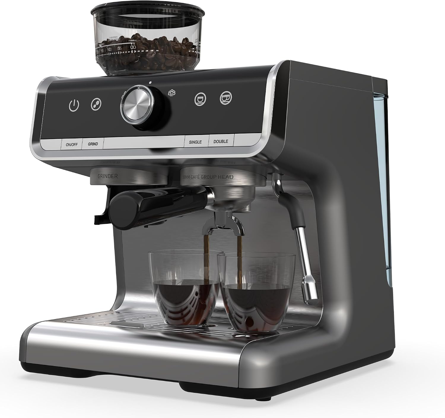Espresso Coffee Machine, 20 Bar Espresso Cappuccino Machine with Milk Frother - 2.8L Removable Water Tank, 1450W Semi Automatic Espresso Maker with Grinder for Latte, Cappuccino, Gift,Coffee Lover