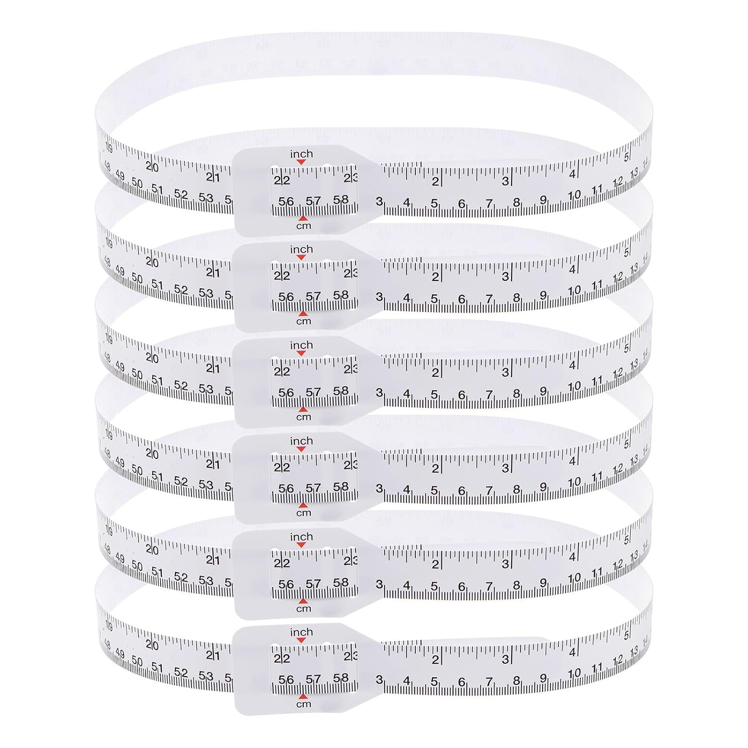 HARFINGTON 6Pcs Head Circumference Tape 24"(60cm) Flat Plastic Measuring Rule Measure for Child Head Arm Circumference, White
