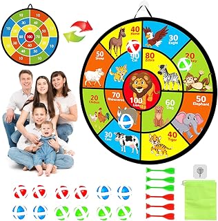 Dart Board for Kids - 29" Double-Sided Velcro Dart Board, Board Games with Sticky Balls and Darts, Indoor/Outdoor Party Game Toys, Birthday Gifts for 3 4 5 6 7 8 9 10 11 12 Year Old Boys Girls